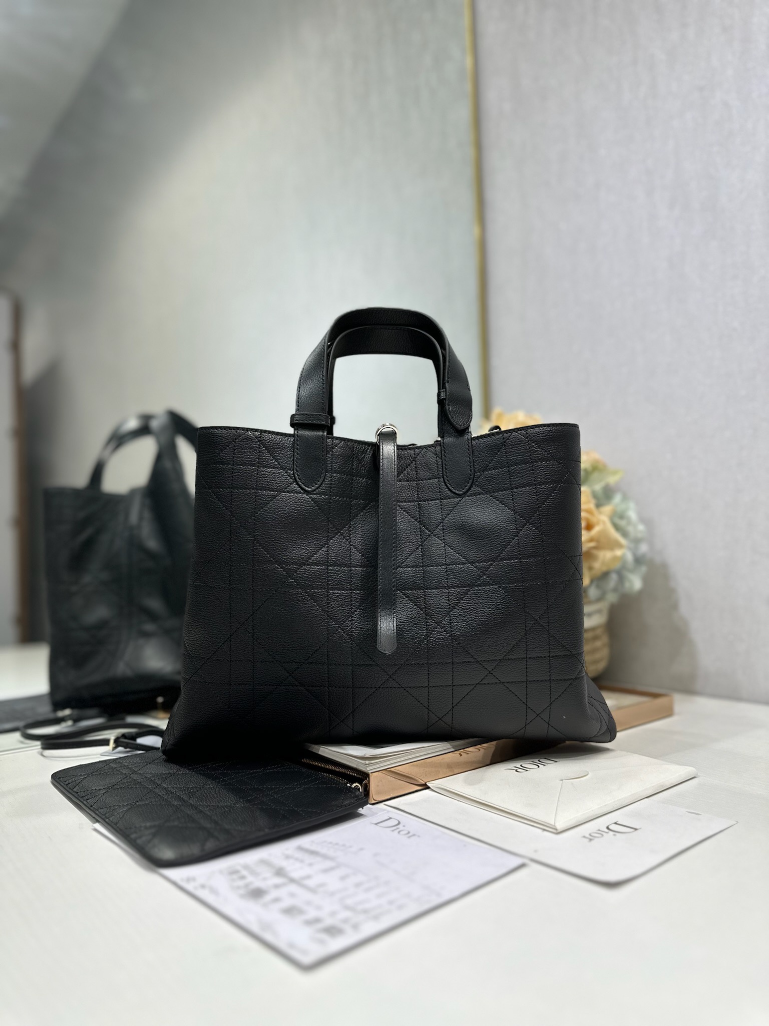 Dior Large Toujours in Black Cannage Goatskin
