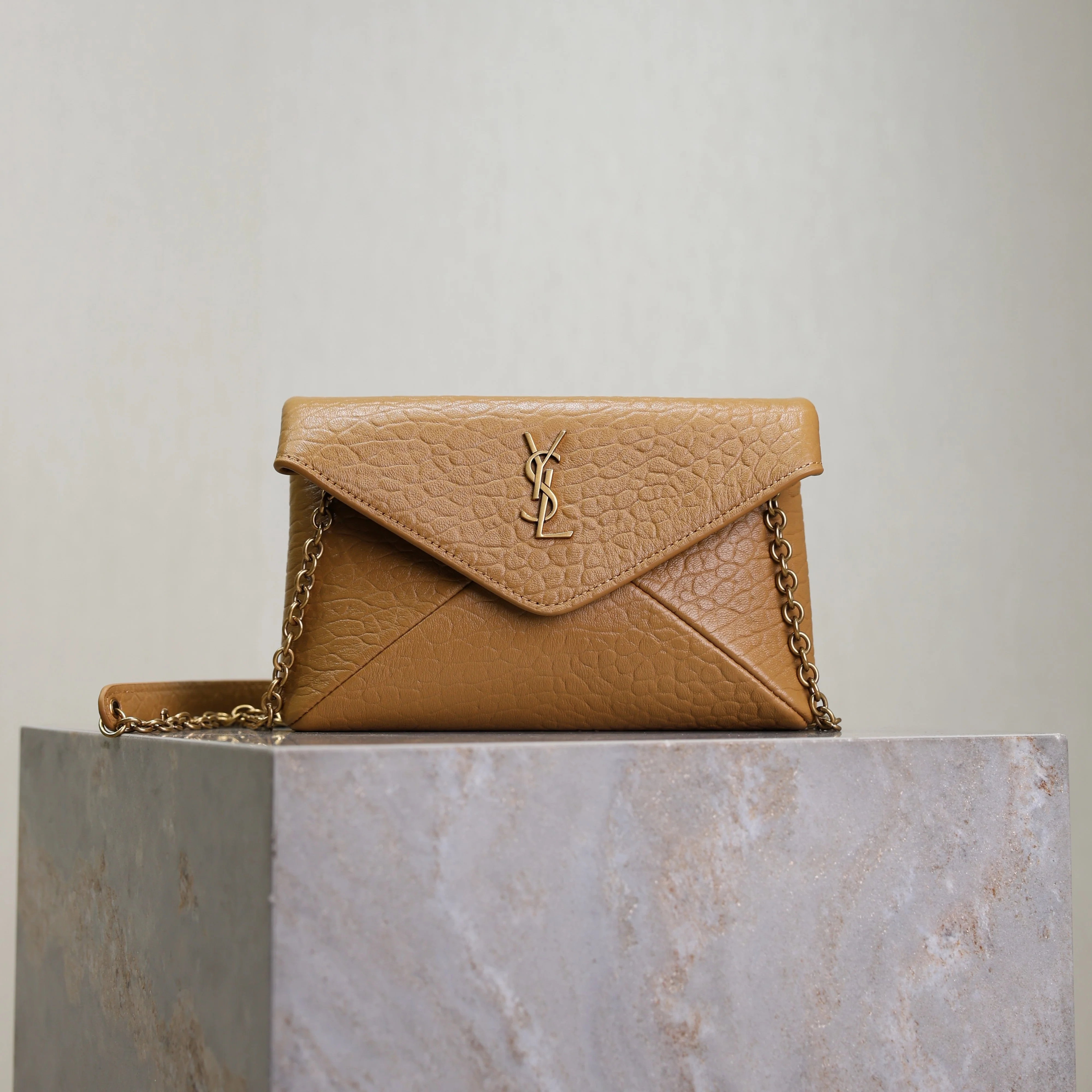 Saint Laurent YSL  Calypso Bag 19cm Light Brown Elephant Leather