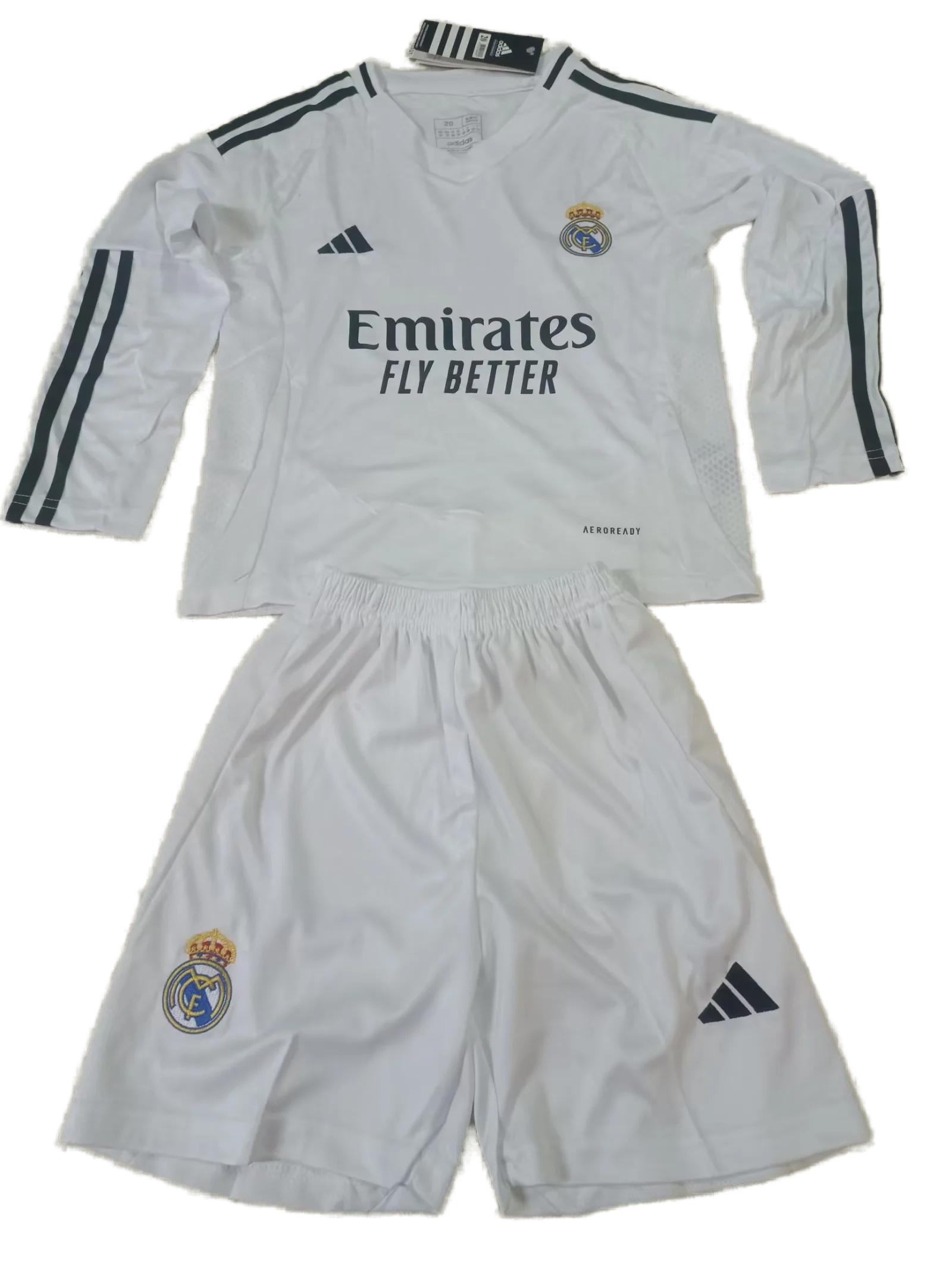 Kids Kit Real Madrid 24/25 Home White Long Sleeves