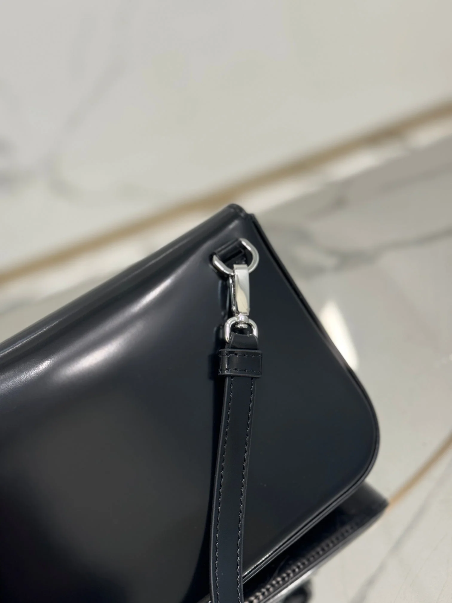Prada FLAP BAG 18 IN BLACK SHINY CALFSKIN