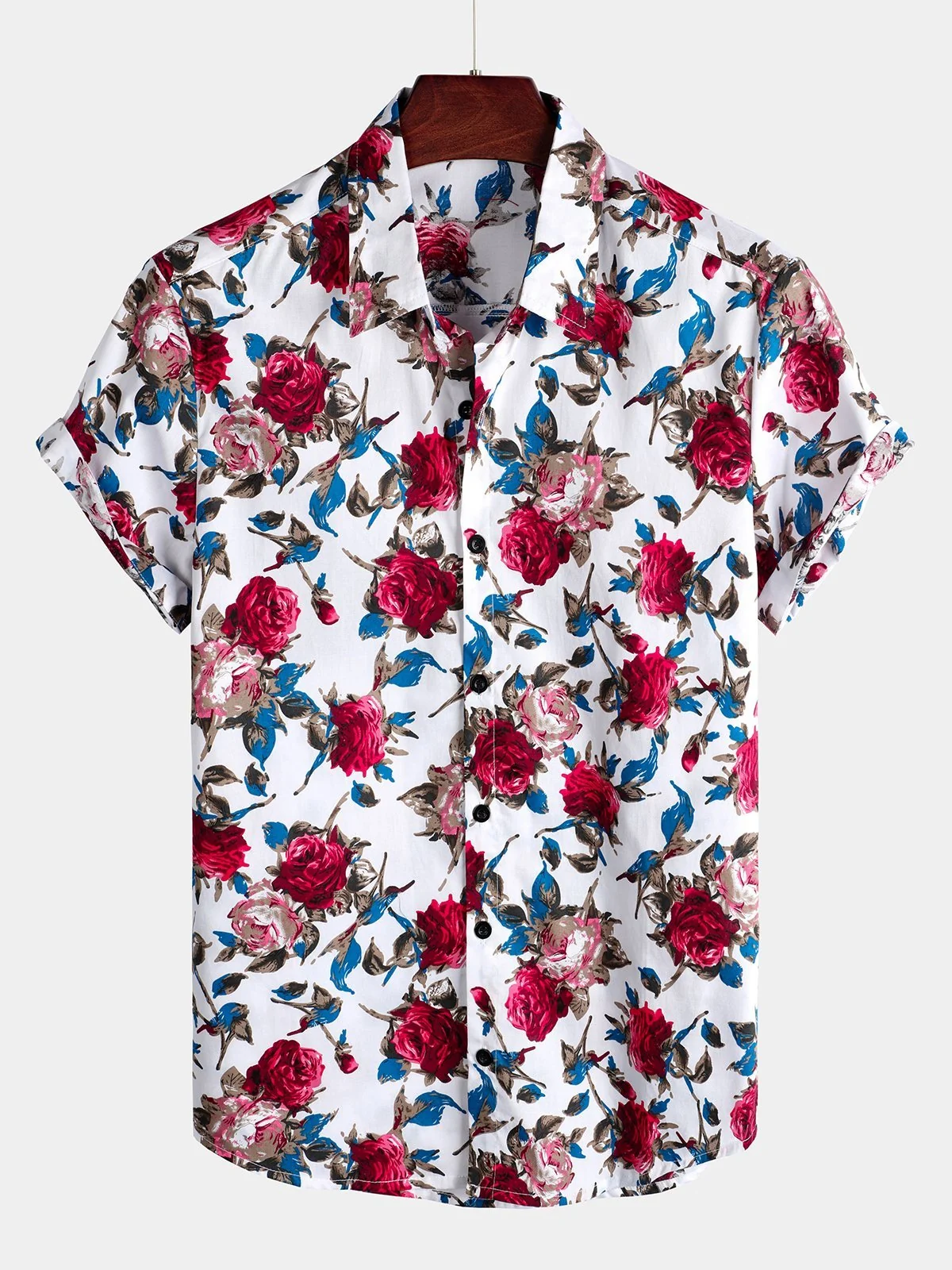 Men's Tropical Hawaiian Floral Cotton Shirt