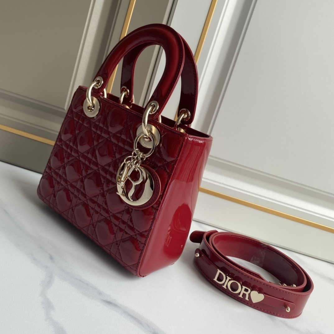 Small Lady Dior My ABC Bag in Red Patent Cannage Calfskin