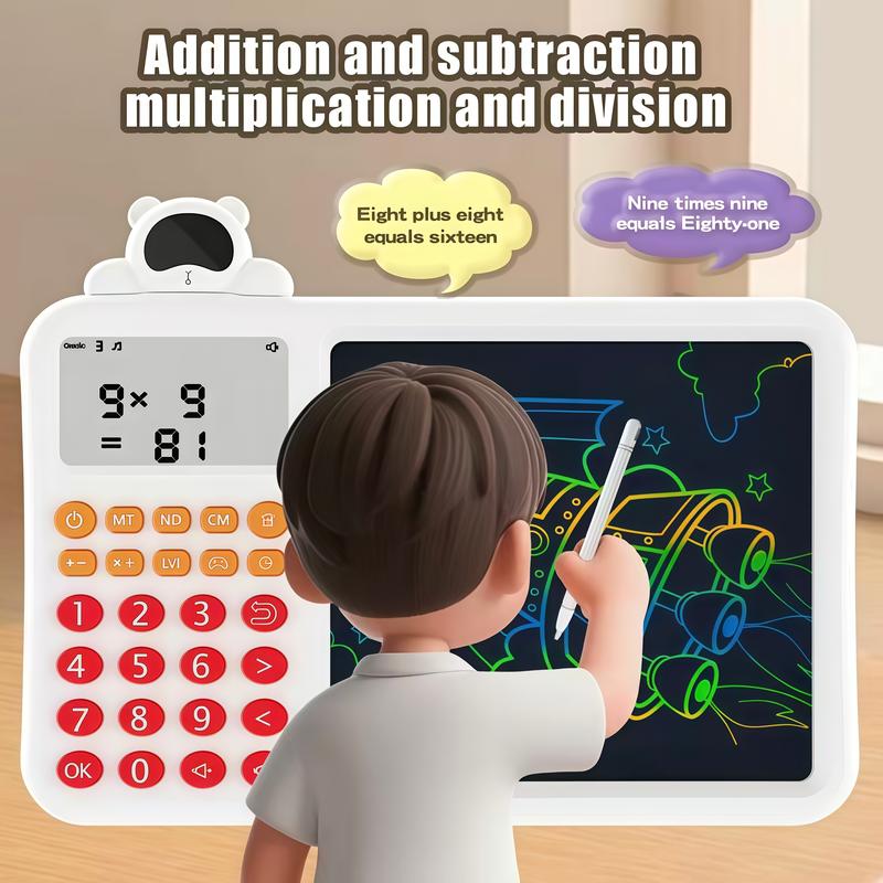 2-in-1 Electronic Math Learning Toy & LCD Drawing Tablet - Screen-Free STEM Brain Trainer for Addition, Subtraction, Multiplication & Division (Ages 6+)