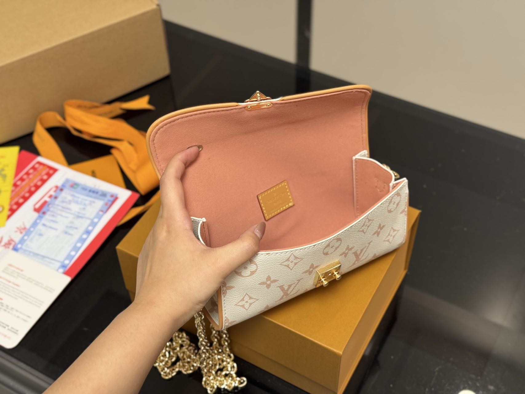 Louis Vuitton LV CAMILLE Bag Chain White Monogram Canvas Shoulder Crossbody Bag
