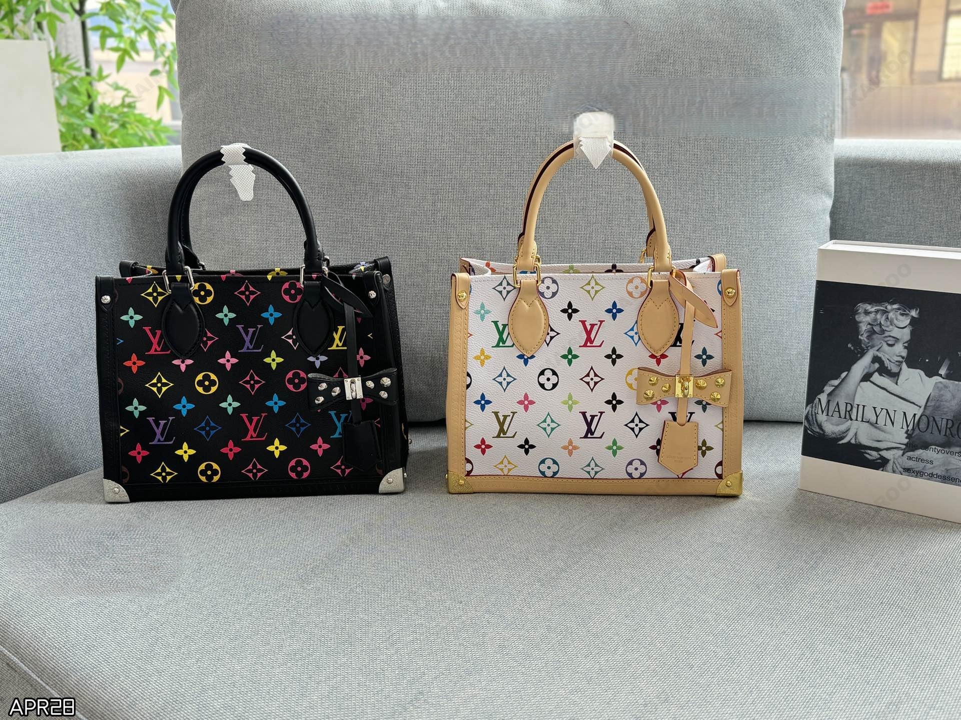 Louis Vuitton LV x TM OnTheGo PM Studded Trunk Corners Multicolor Monogram Canvas Top Handle Tote Bag - KAIROO