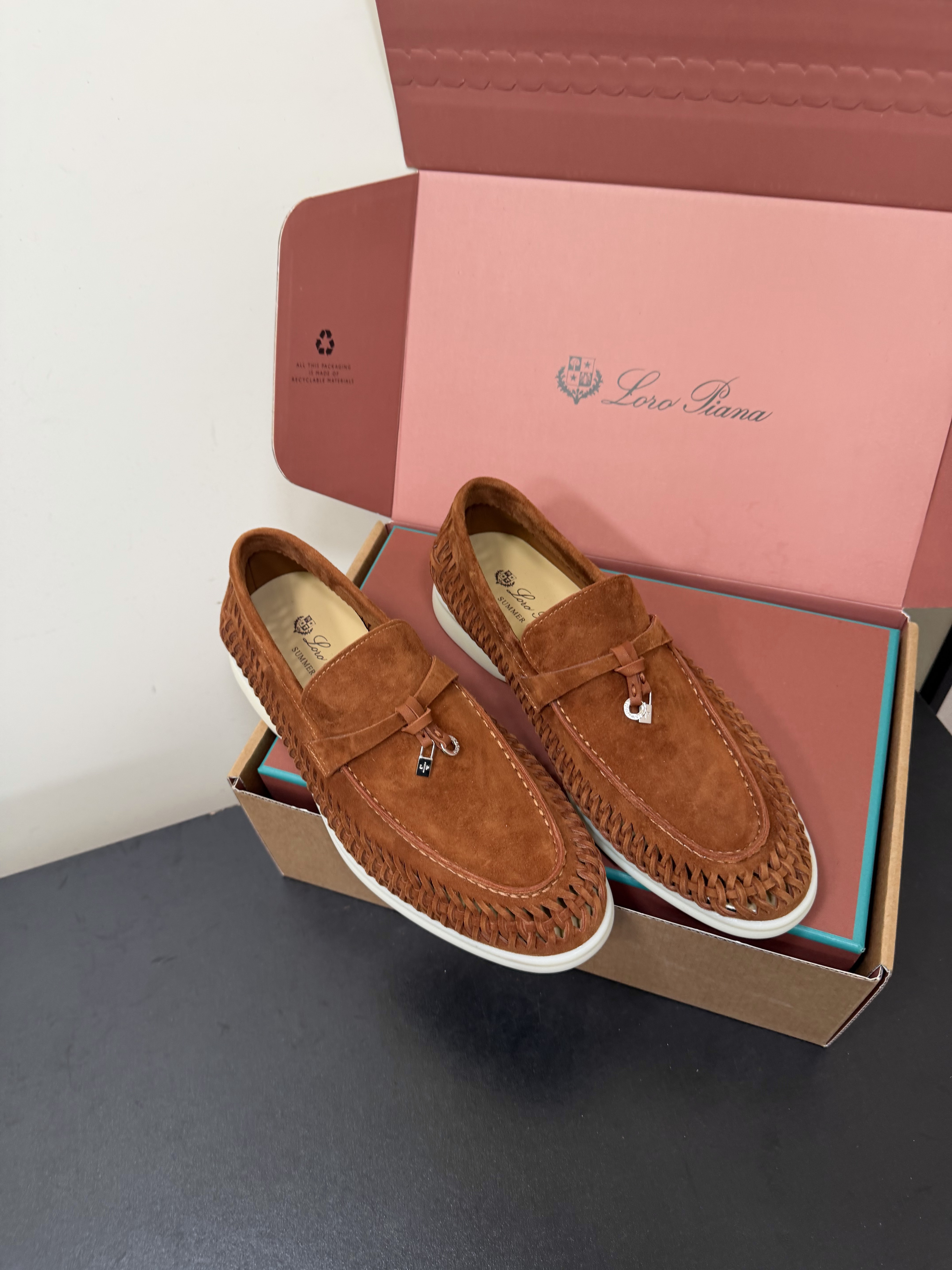 Loro Piana  Unisex Woven Suede Loafer