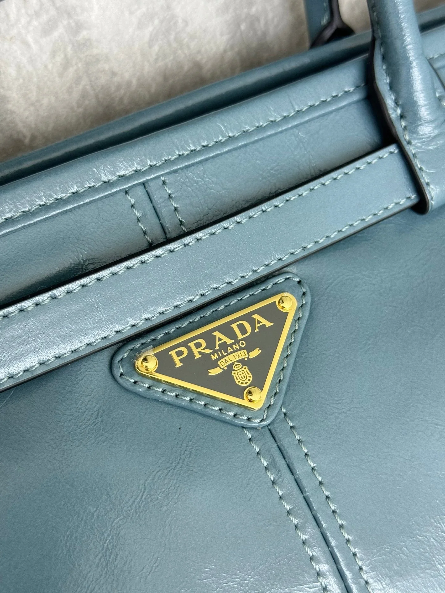 Prada Bonnie Extra-Large 42cm Blue Gray Calfskin