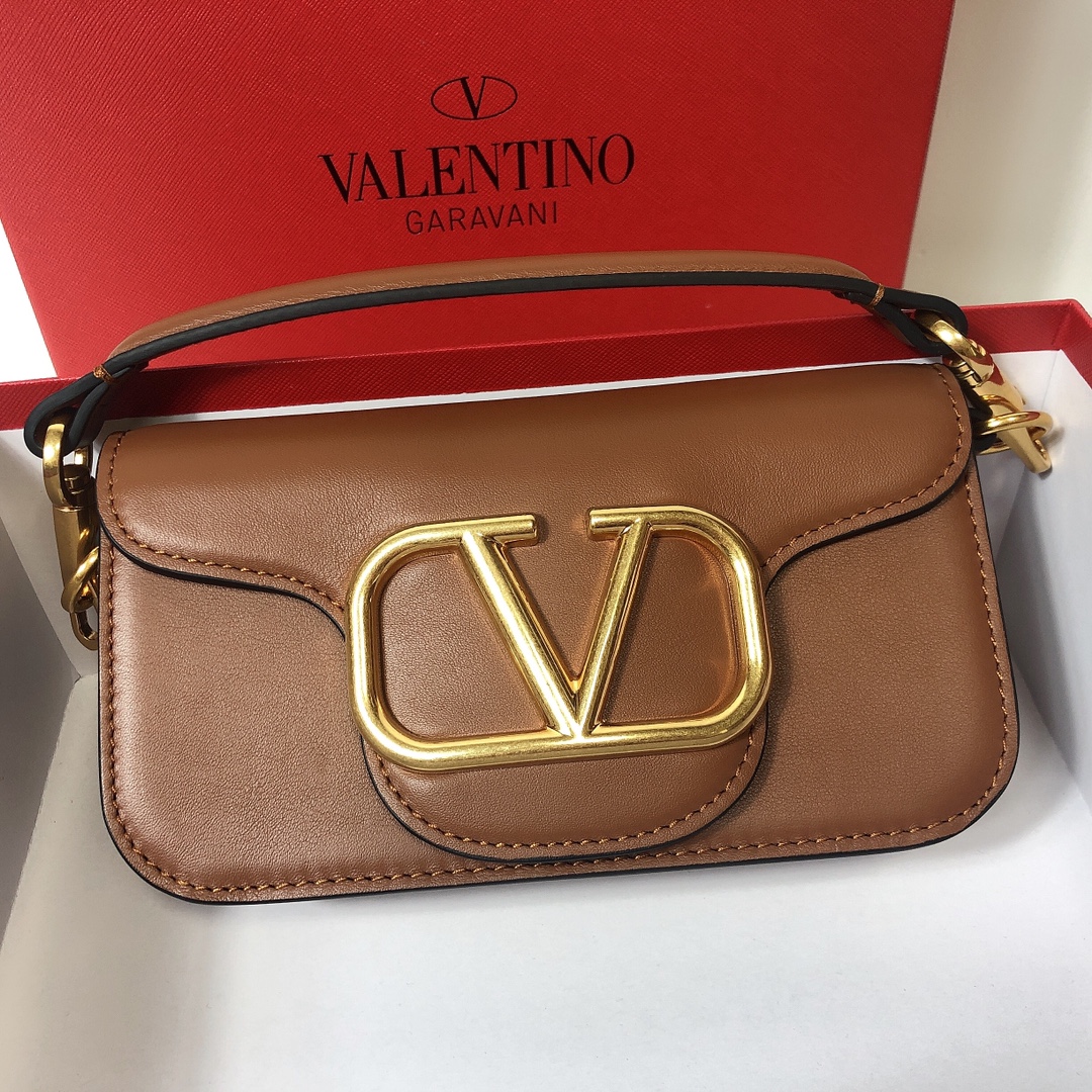 Valentino Small Garavani Loco Bag in Smooth Calfskin-Brown