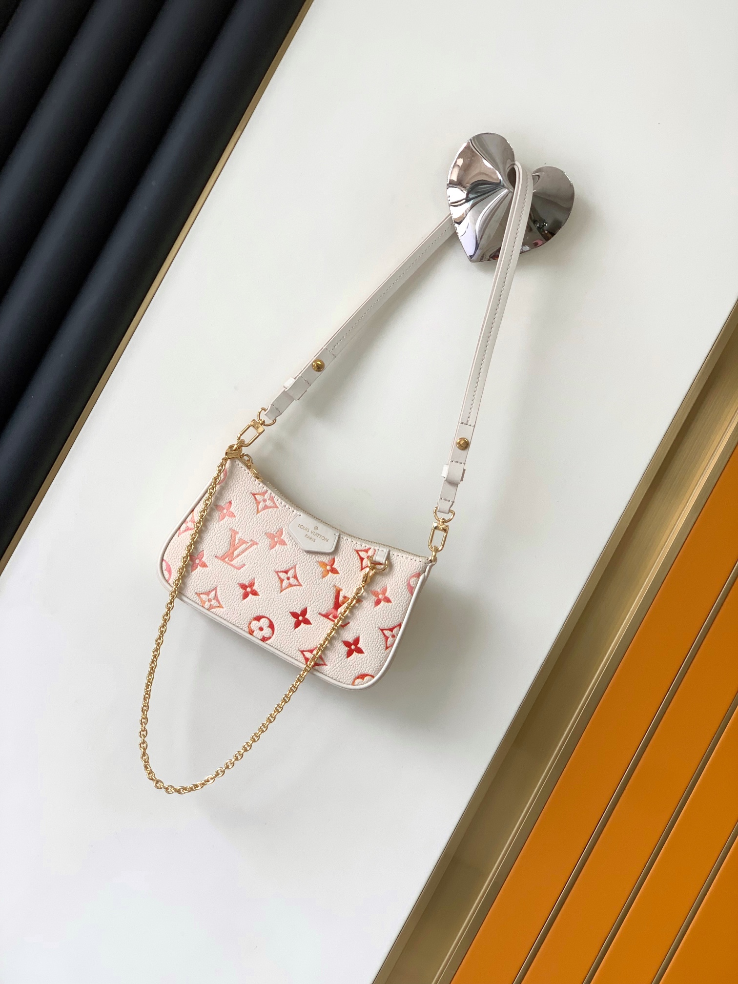 【10A】Louis Vuitton LV Pochette Easy Pouch On Strap Beige Gradient Red Empreinte Leather Hobo Shoulder Bag - KAIROO