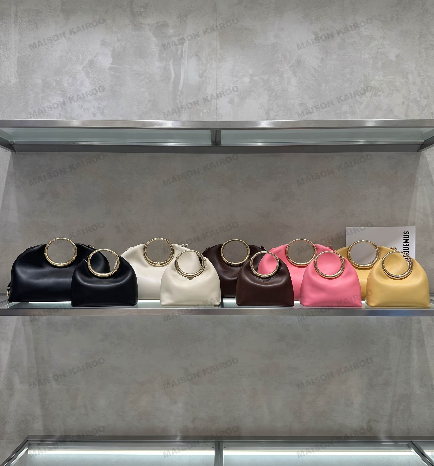 【10A】Jacquemus Le Petit Calino Sac Smooth Leather Metal Ring Clutches Top Handle Bag - KAIROO
