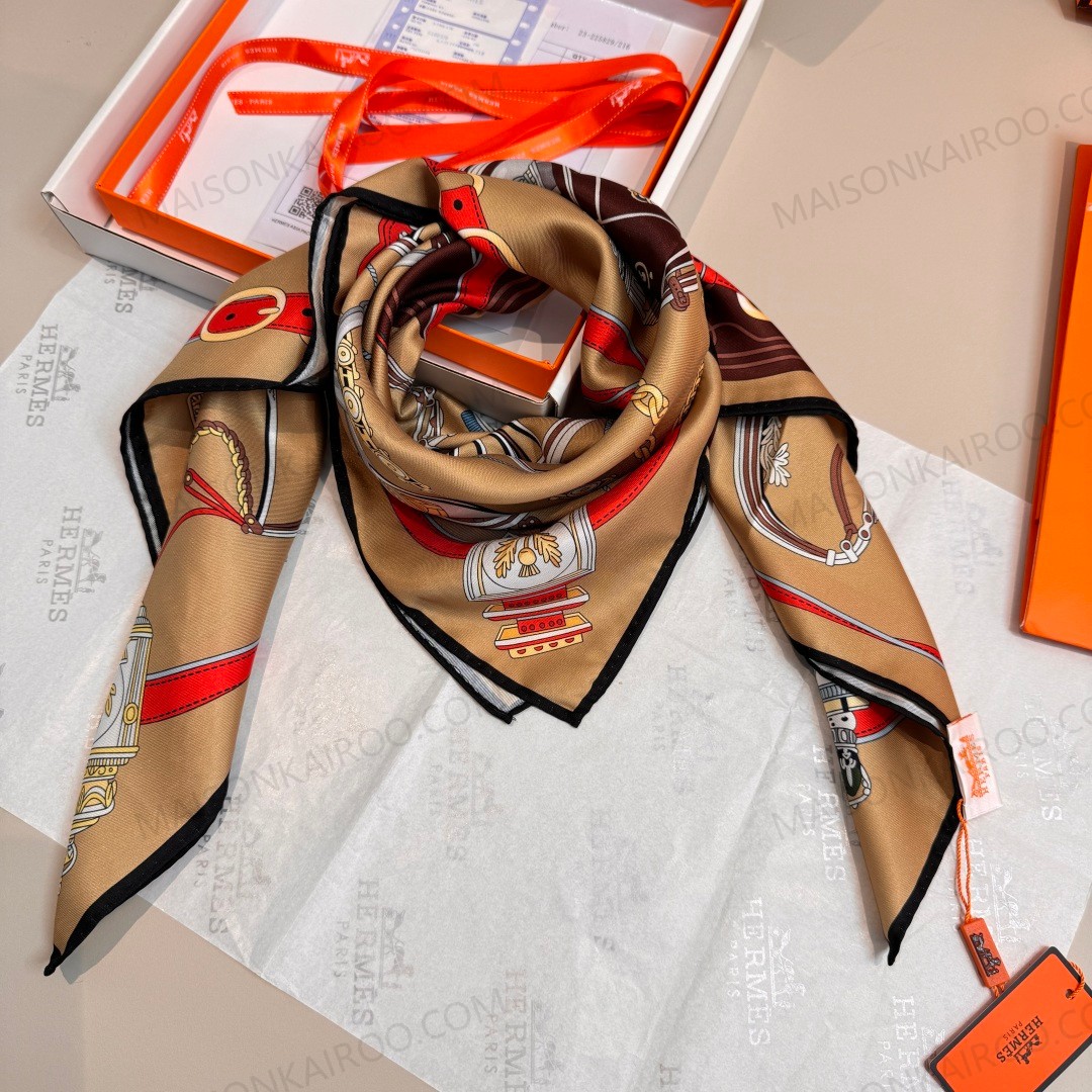 Hermes Stately Wheels 90 Silk Twill Scarf - KAIROO