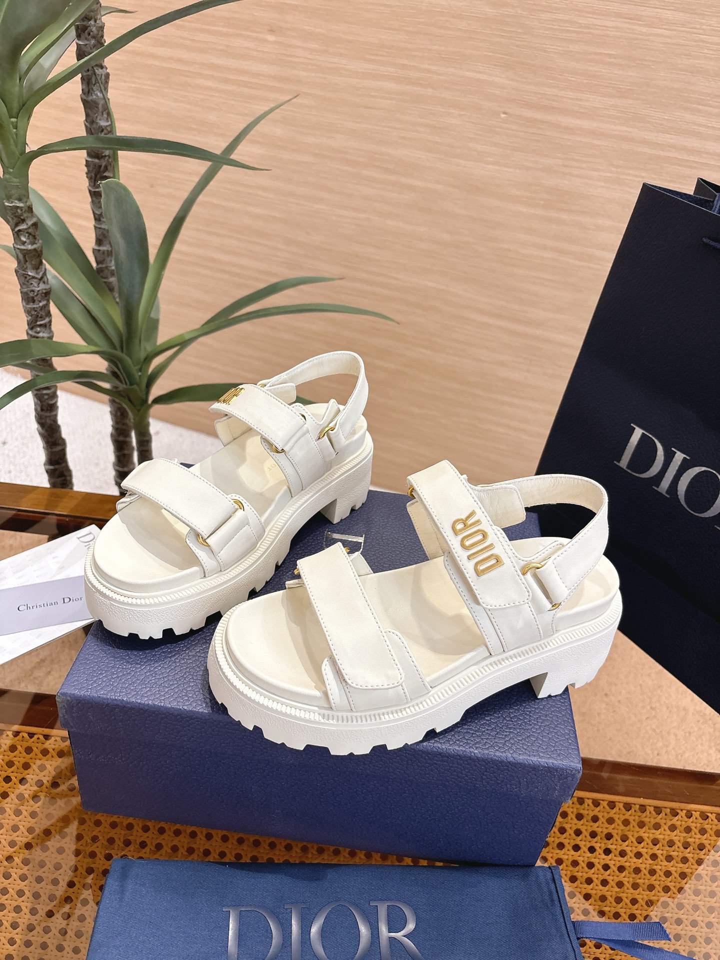 Dior Dioract Leather Platform Sandal
