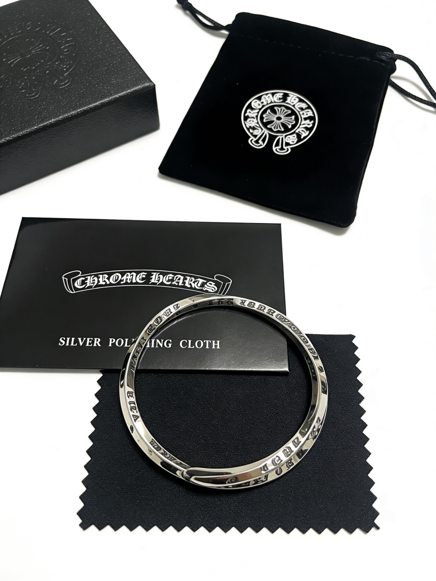 Chrome Hearts Oxidized Silver Unisex Bracelet