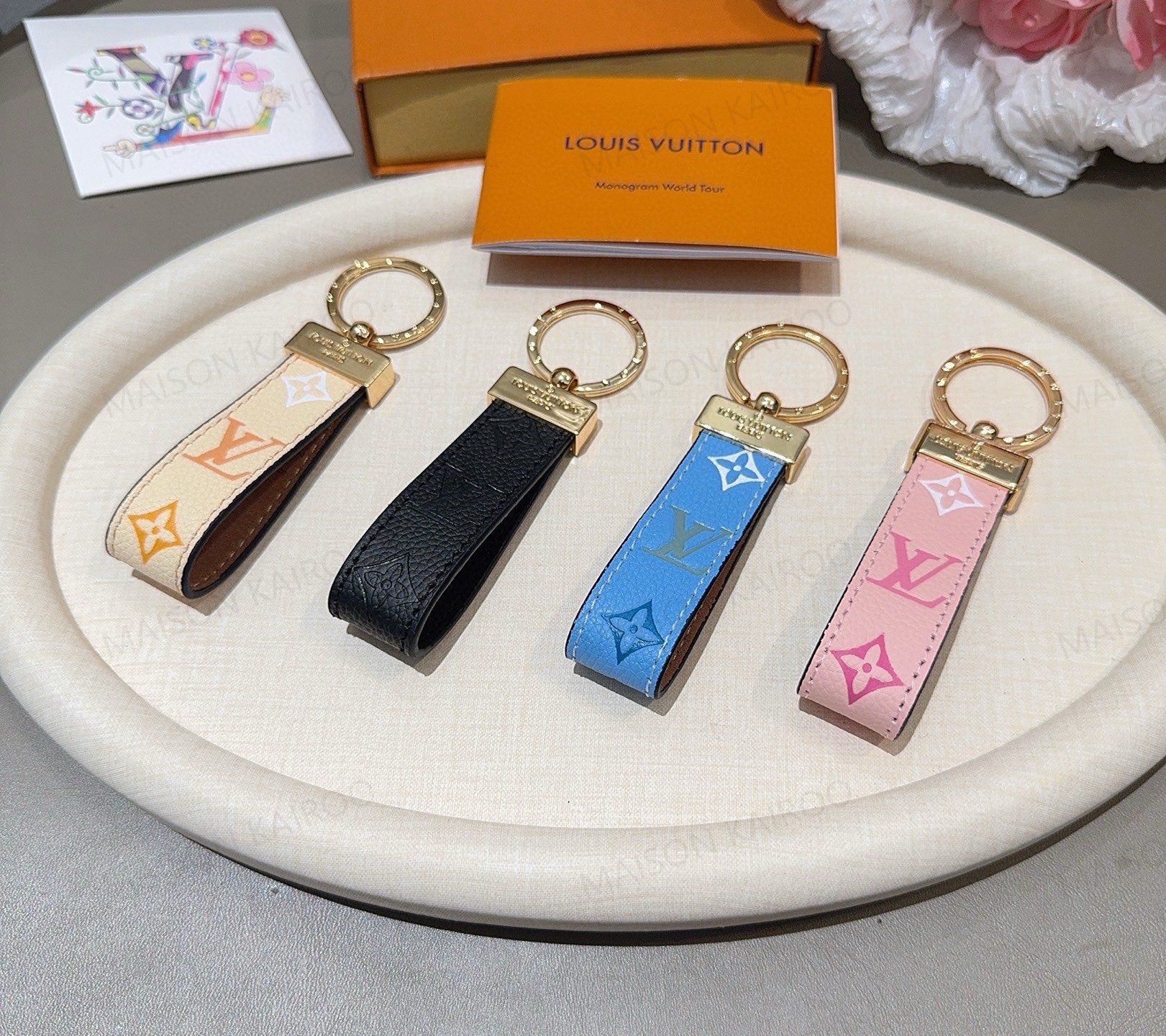 Louis Vuitton LV Color Monogram Leather Strap Keychain - KAIROO