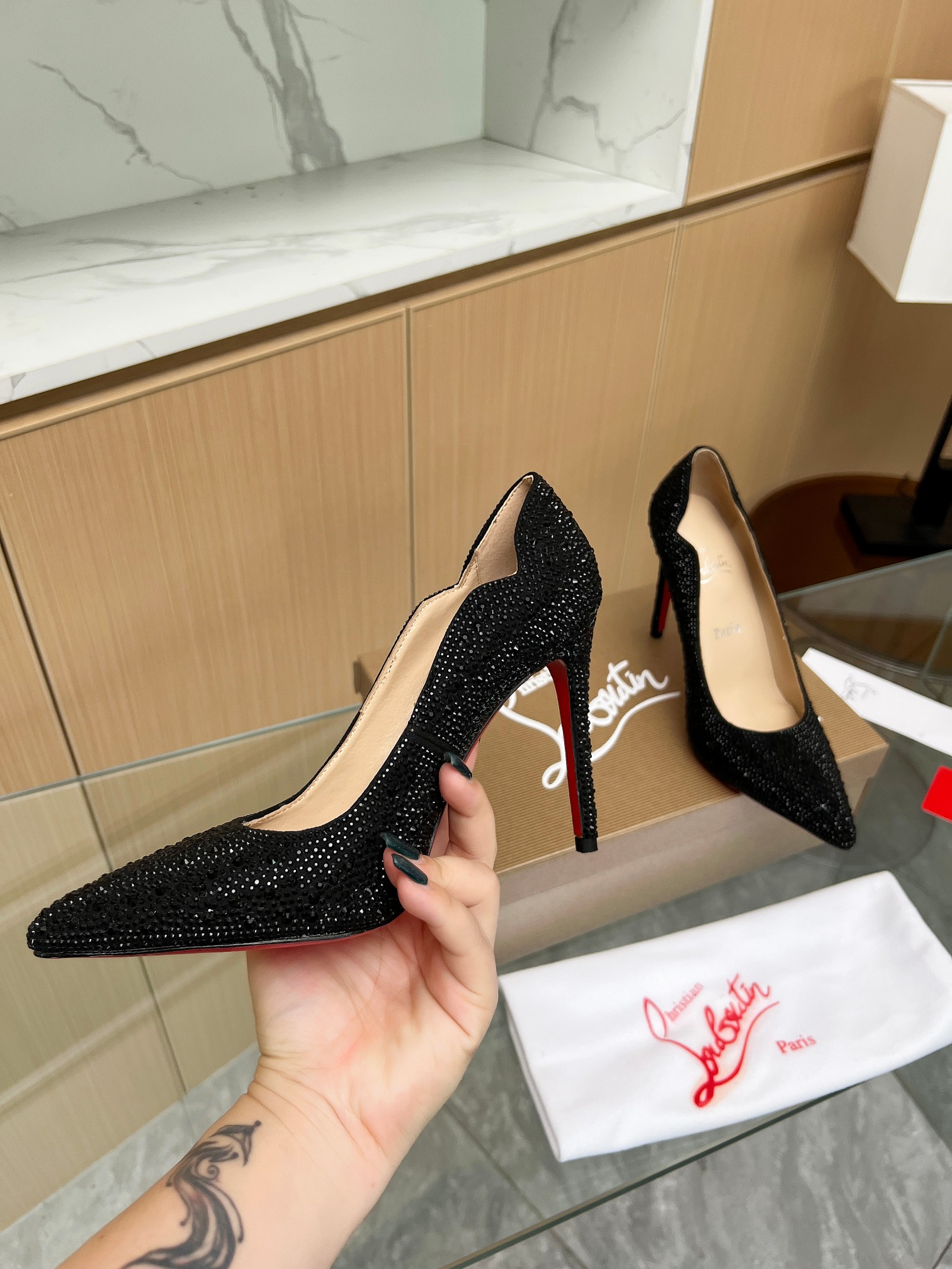 Christian Louboutin Crystals Leather Pump