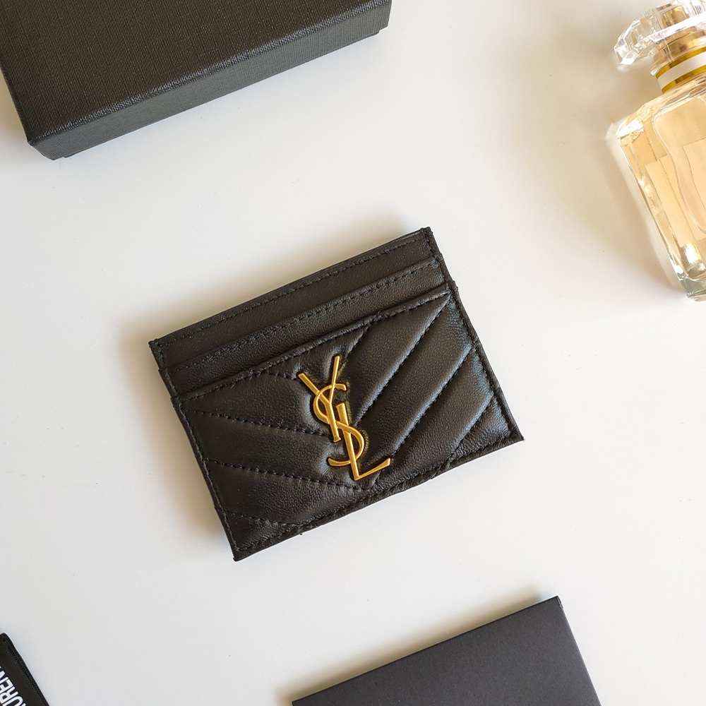 Saint Laurent YSL Monogrm Sheepskin Card Bag wallet