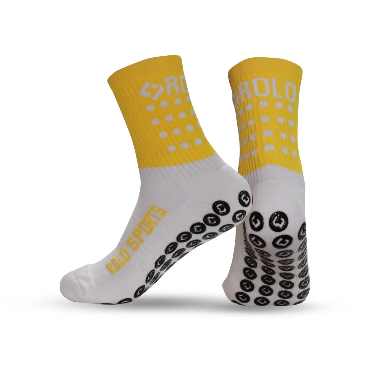 Gotojerseys Yellow & White Grip Soccer Socks