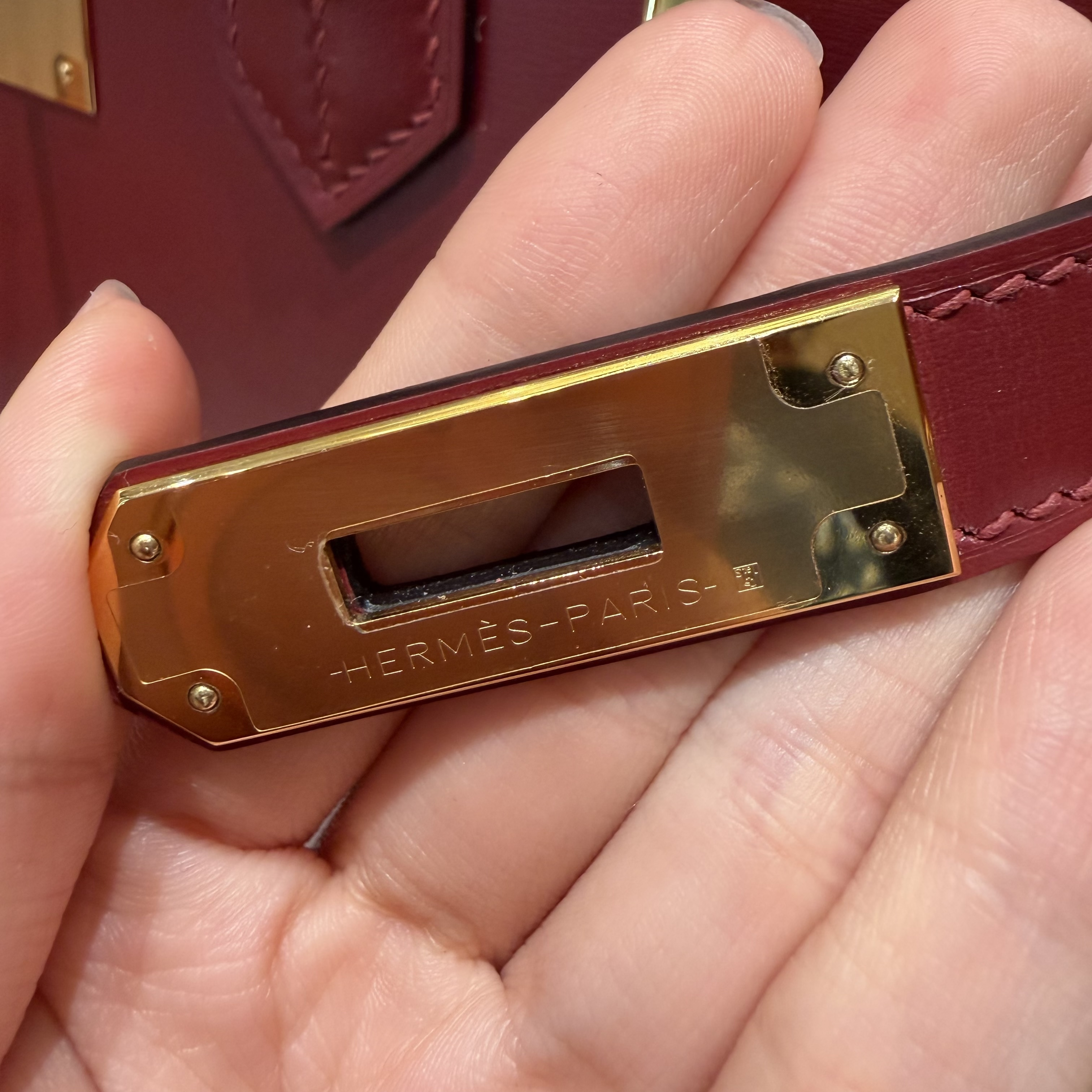 Hermes Rouge H Box Birkin 30 Bag