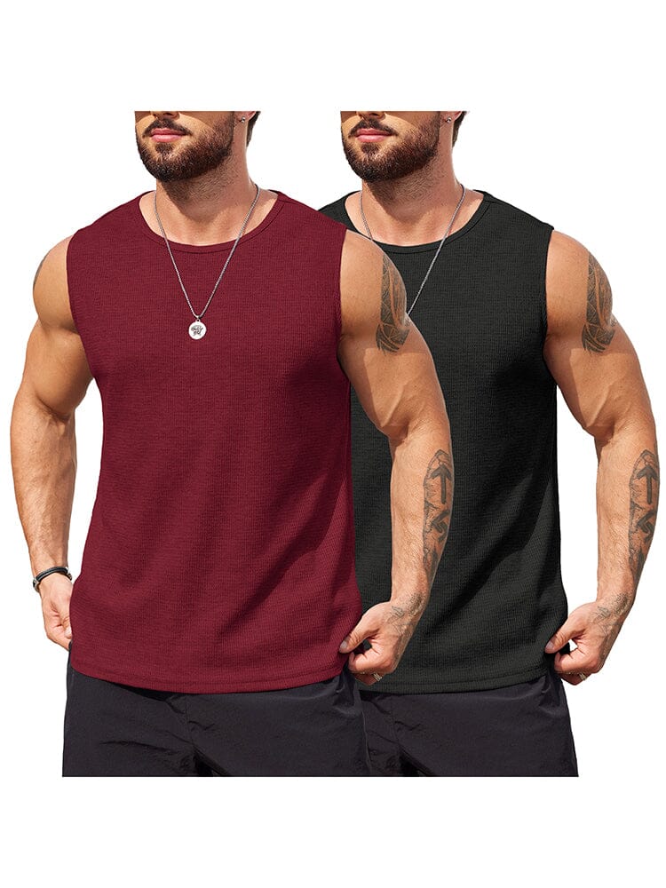 (Pre-order)Casual 2 Pack Waffle Tank Tops (US Only)