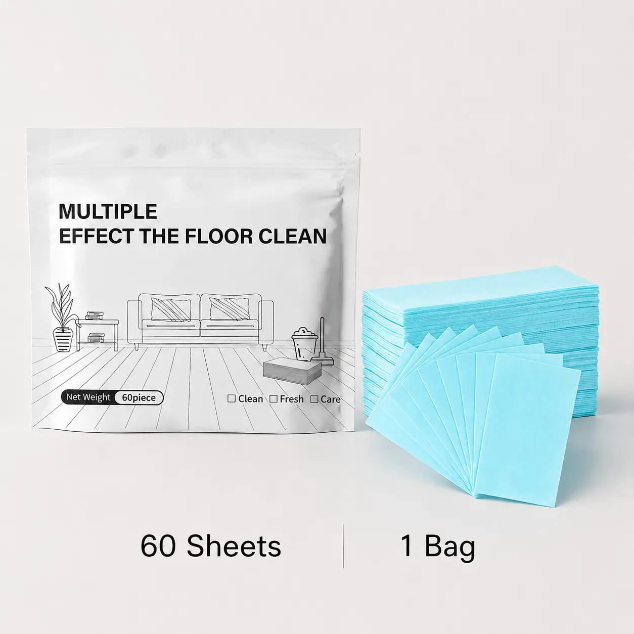 Water-Soluble Floor Cleaning Sheets - Fast-Dissolving Multi-Surface Mop Cleaner for Hardwood, Tile & RV Floors (Fresh Scent)