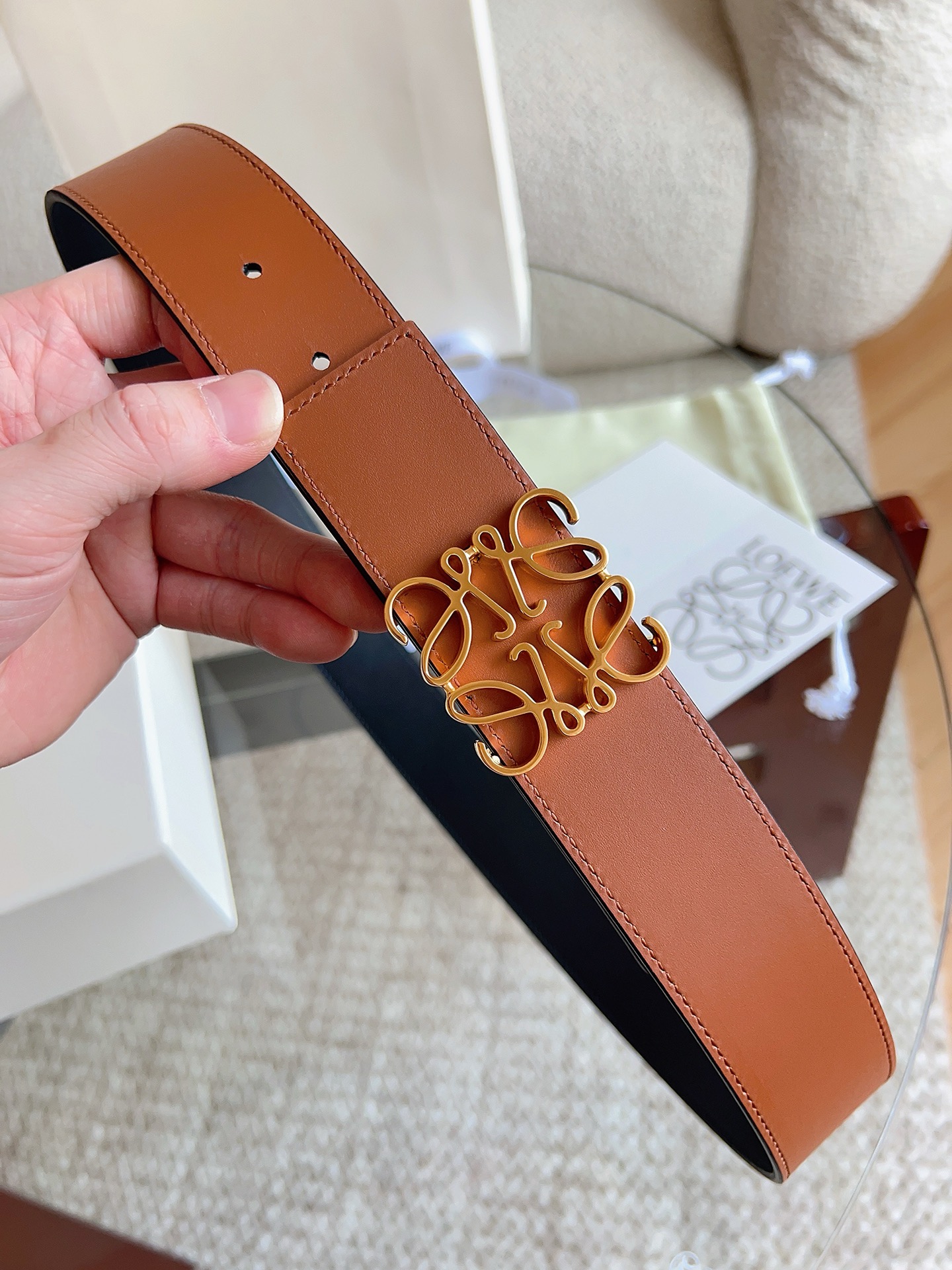 Loewe Anagram Large Reversible Leather Belt 4cm