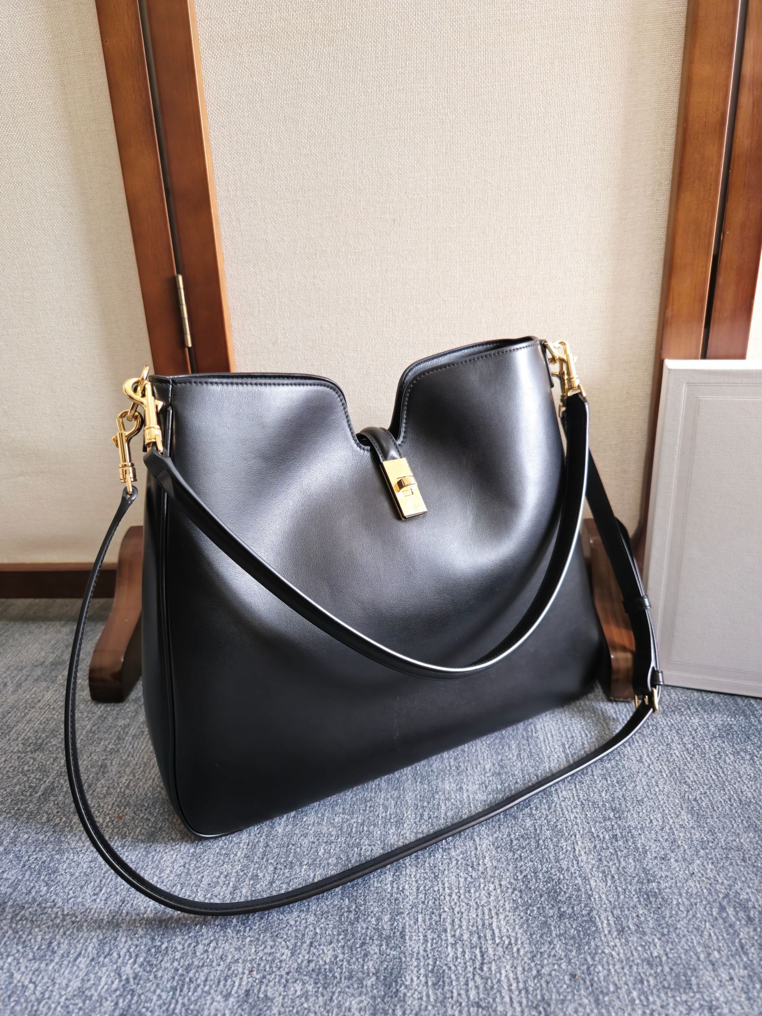 Celine Camille 16 Large Bag in Black Calfskin