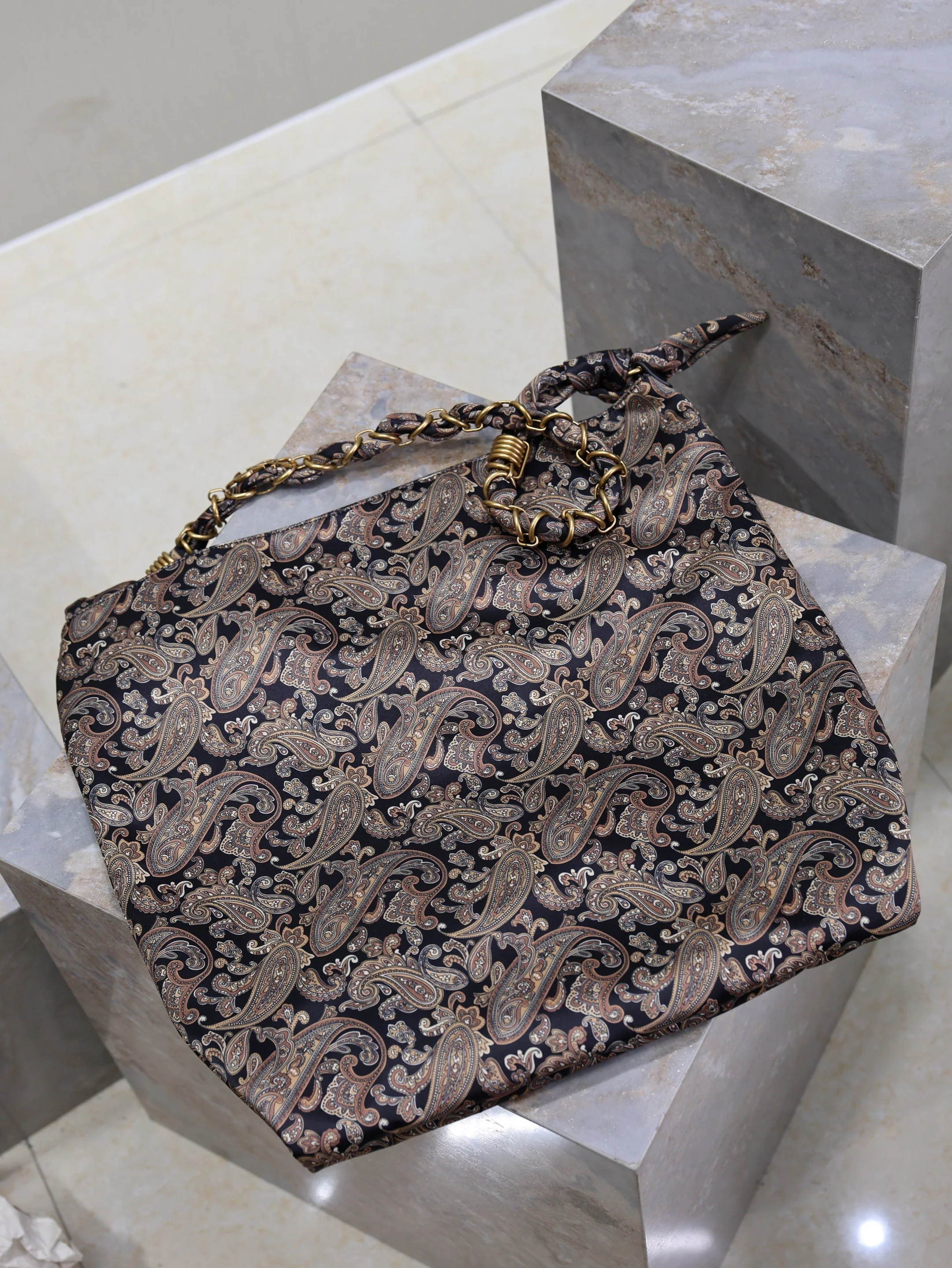 Saint Laurent YSL  AMALIA Tote Bag 40cm Jacquard Frabic GHW