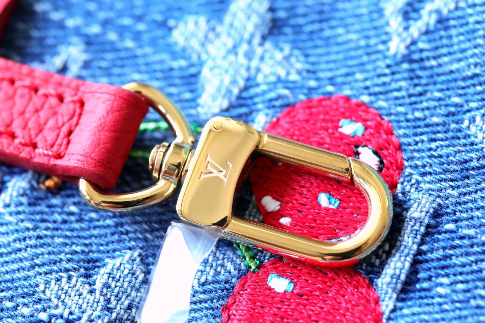 Louis Vuitton LV New Denim Cherry Embroidered Tote Bag