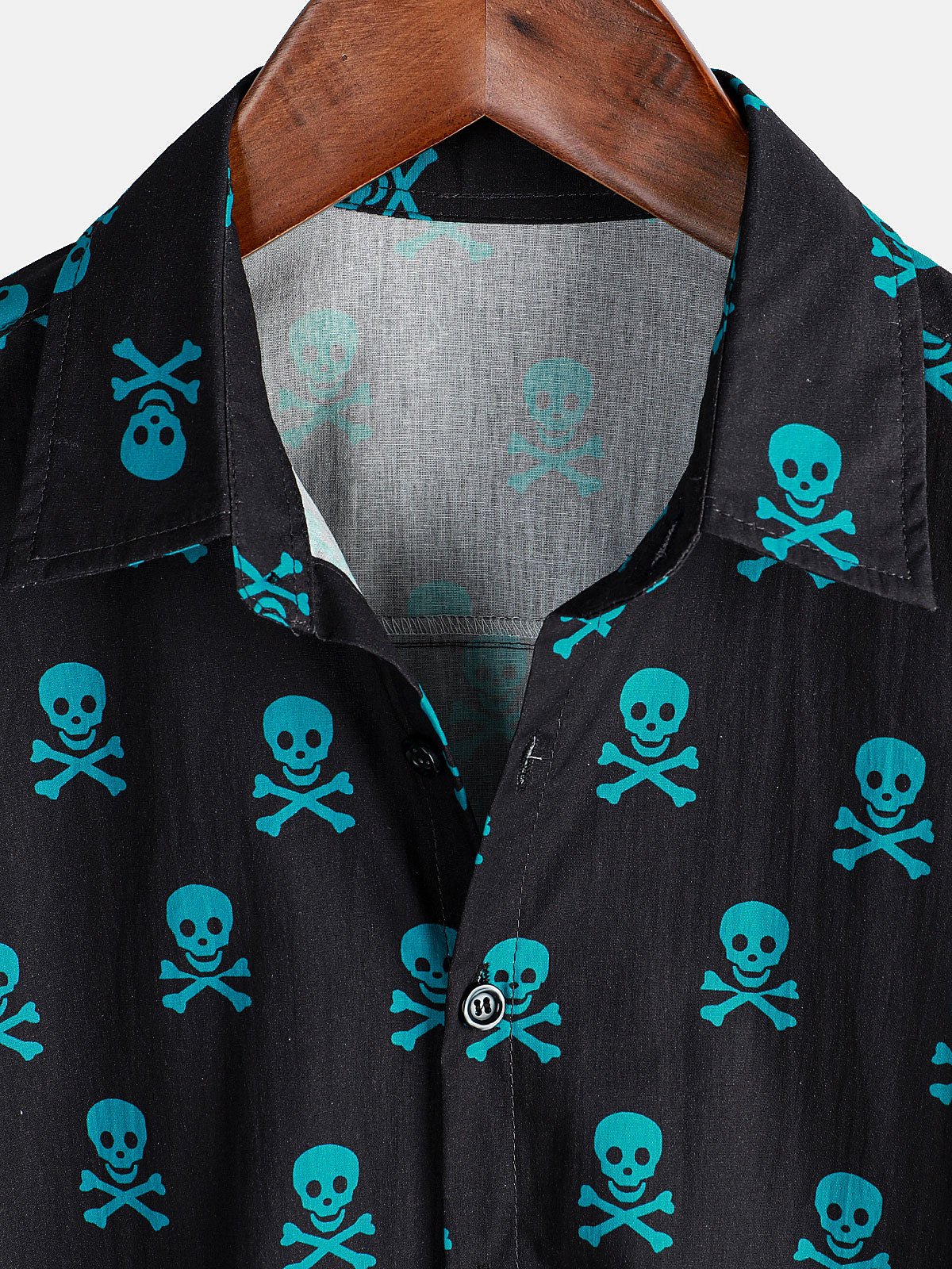 Men's Skull Punk Rock Breathable Cotton Summer Beach Vacation Short Sleeve Shirt