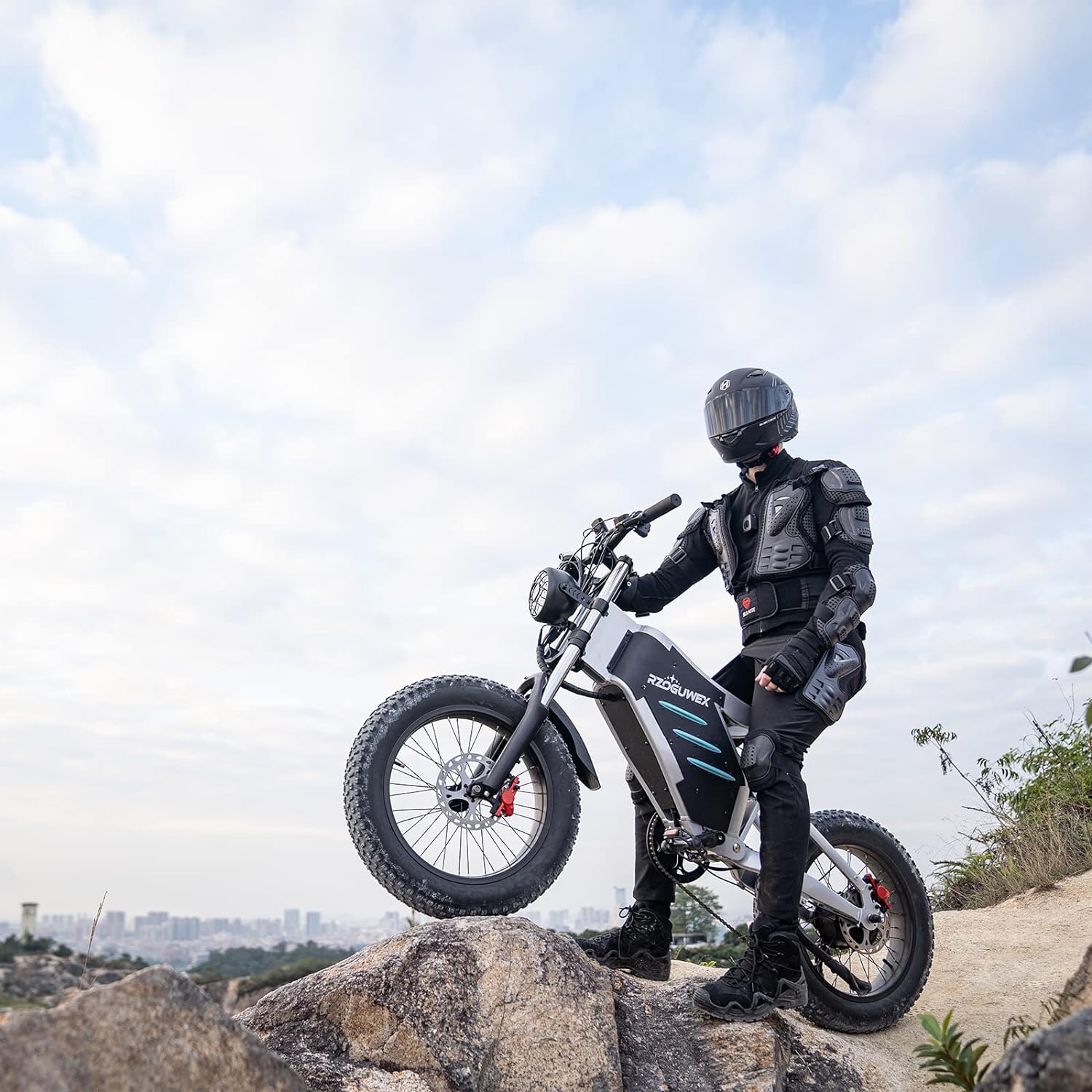 RZOGUWEX Electric Bicycle, 20 Inch Off-Road EBIKE for Adults with Removable 48V 25Ah Lithium-Ion Battery, 7-Speed ​​Snow Bike with Double Shock Absorbers and Brushless Motor