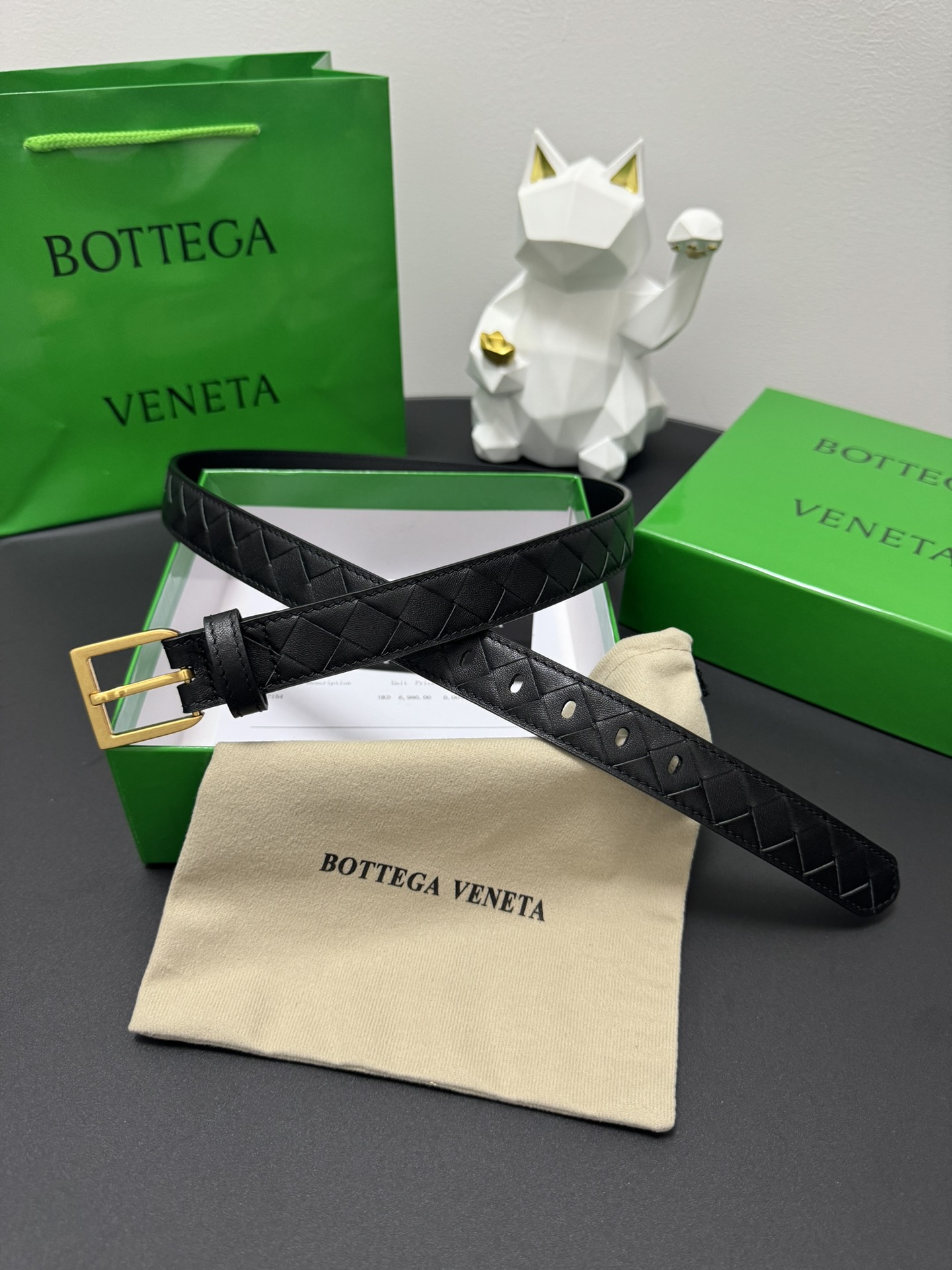 Bottega Veneta Intrecciato Piccolo Leather Belt 2.5cm