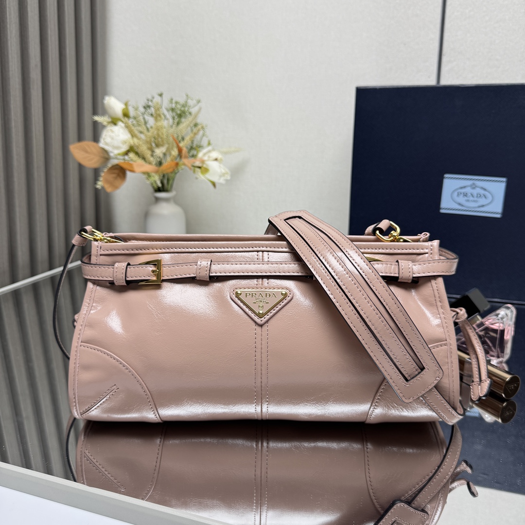 Prada Bonnie small Leather shoulder bag-Lily-of-the-Valley 1BH215