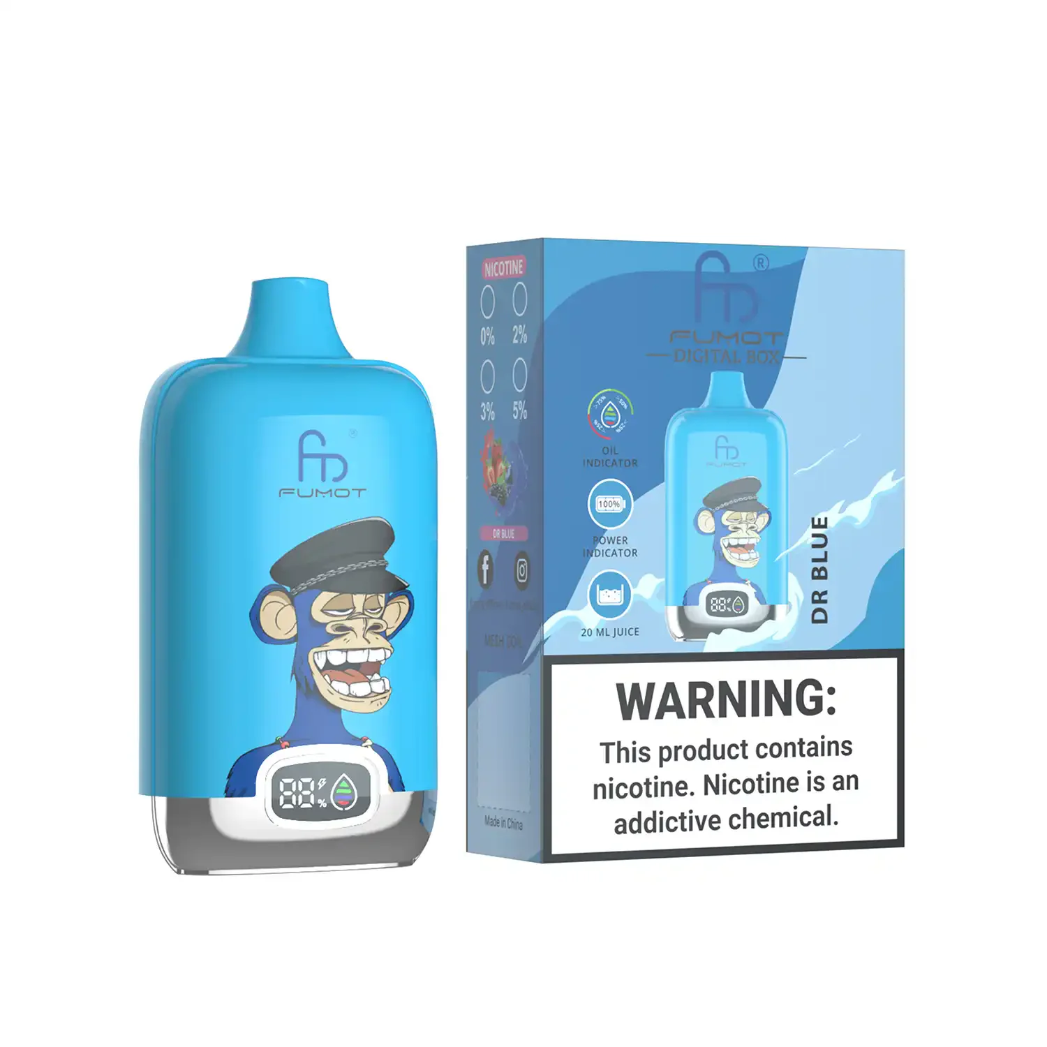 FUMOT Digital Box 12K Disposable Vape – Dr Blue - Vaba Vape-Shop