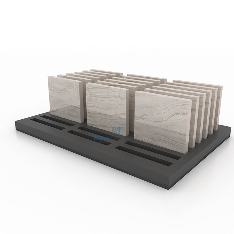 Customized Modern Eco-Friendly for Ceramic Tile Glass Stone Marble Quartz Display Stand with Metal Shelves for Showroom