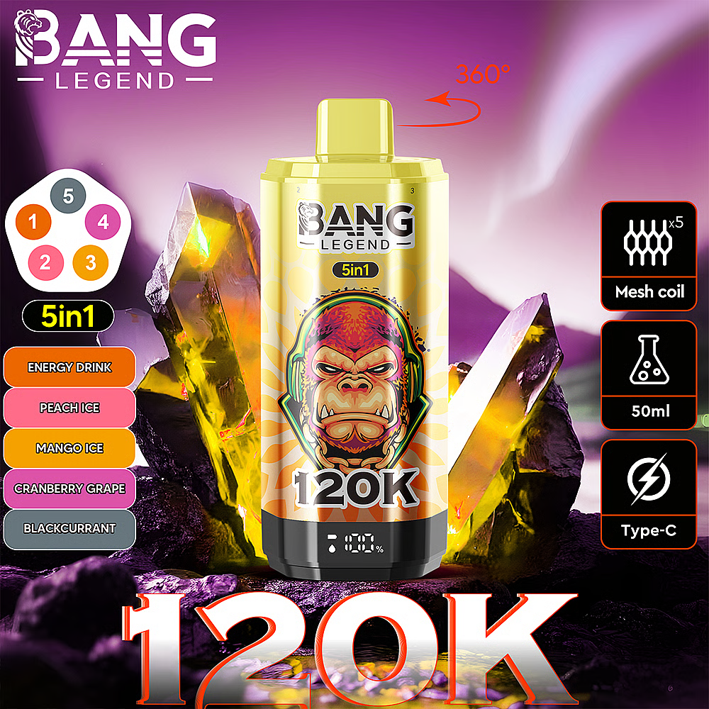 Bang Legend 120K Disposable Vape 5-in-1 Flavor (5%, 120000 Puffs)