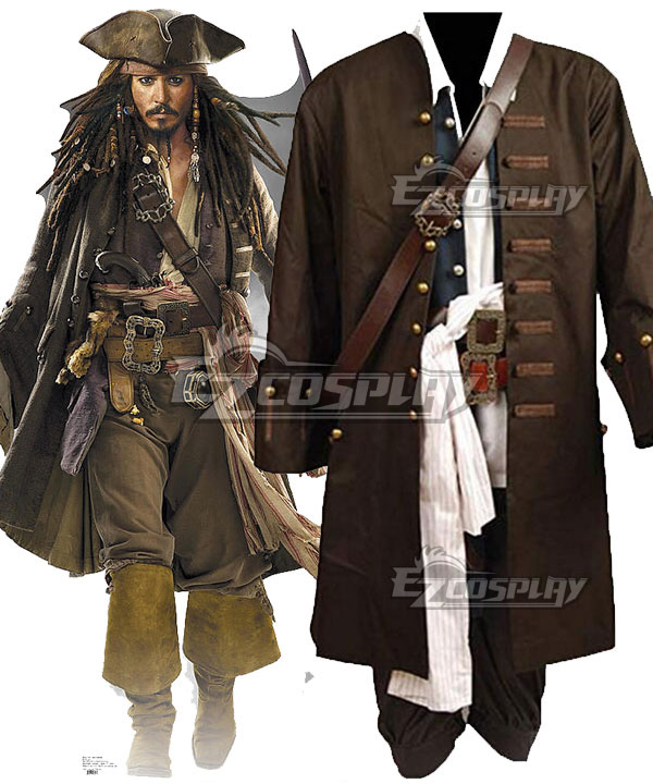 Pirates of the Caribbean Jack Sparrow Halloween Cosplay Costume