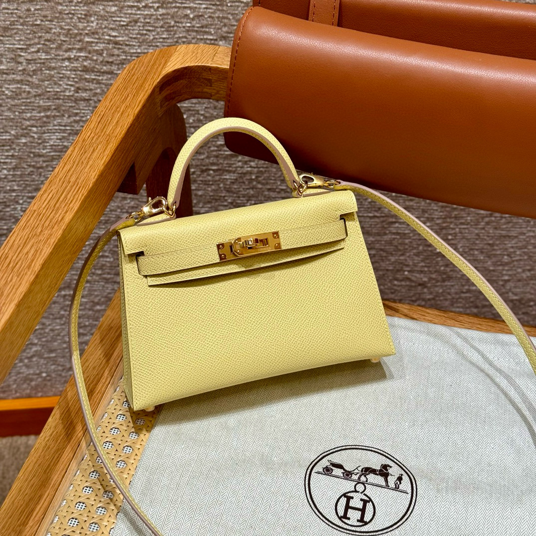 Hermes Jaune Poussin Epsom Mini Kelly 20 II