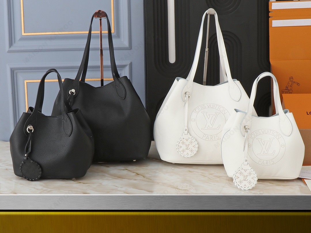 Louis Vuitton LV Mahina Blossom PM/MM Circle Logo Perforated Monogram Leather Basket Handle Tote Bag - KAIROO