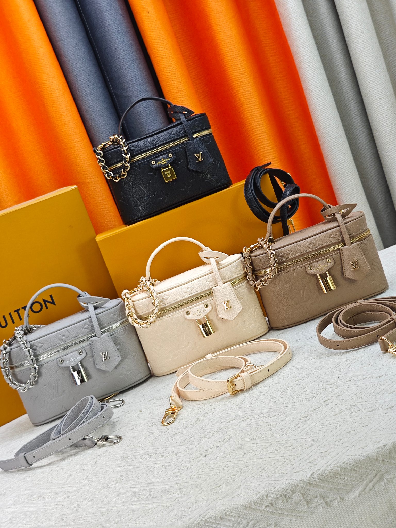 Louis Vuitton LV Mini Nice Vanity Case Monogram Empreinte Leather Lock Crossbody Top Handle Bag - KAIROO