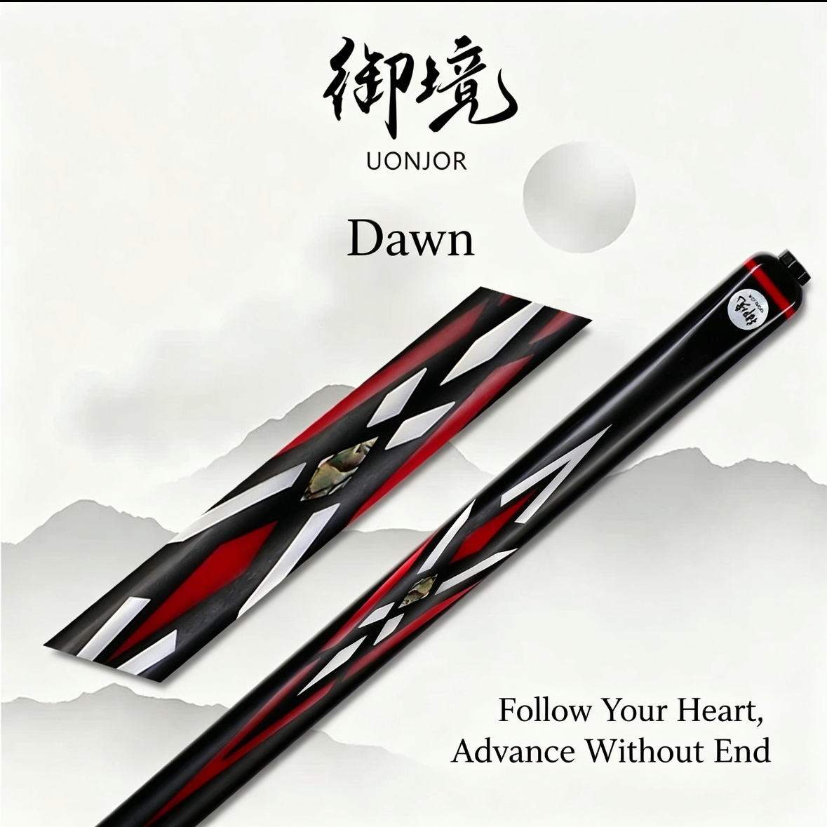 Dawn Professional Snooker Cue 3/4 Jointed – Handcrafted Ash Shaft, Inlay Grip & Small Tip | Tournament-Grade Cue
