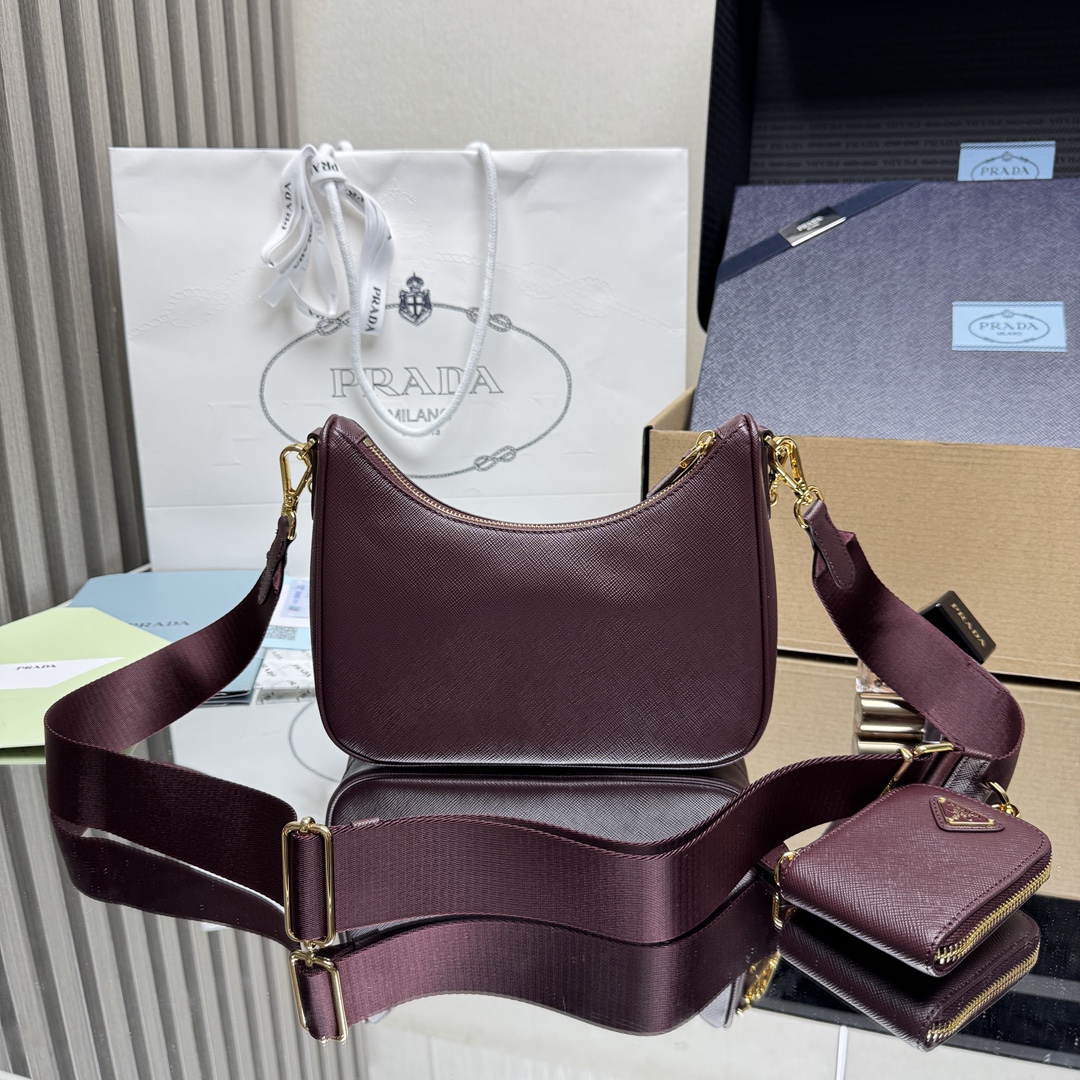 Prada Re-Edition 2005 Saffiano leather bag-Bordeaux 1BH204