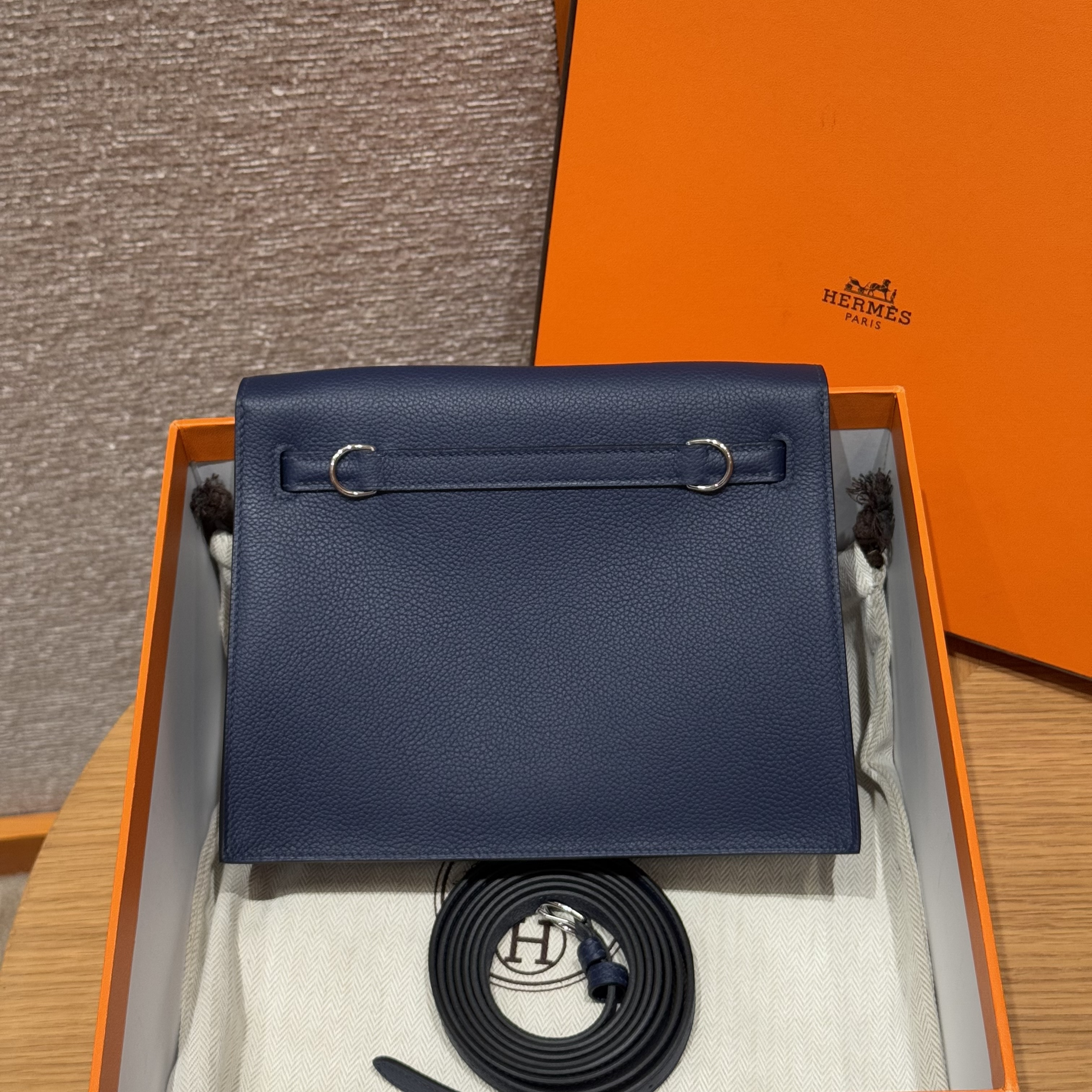 Hermes Blue saphir Evercolor Kelly Danse II