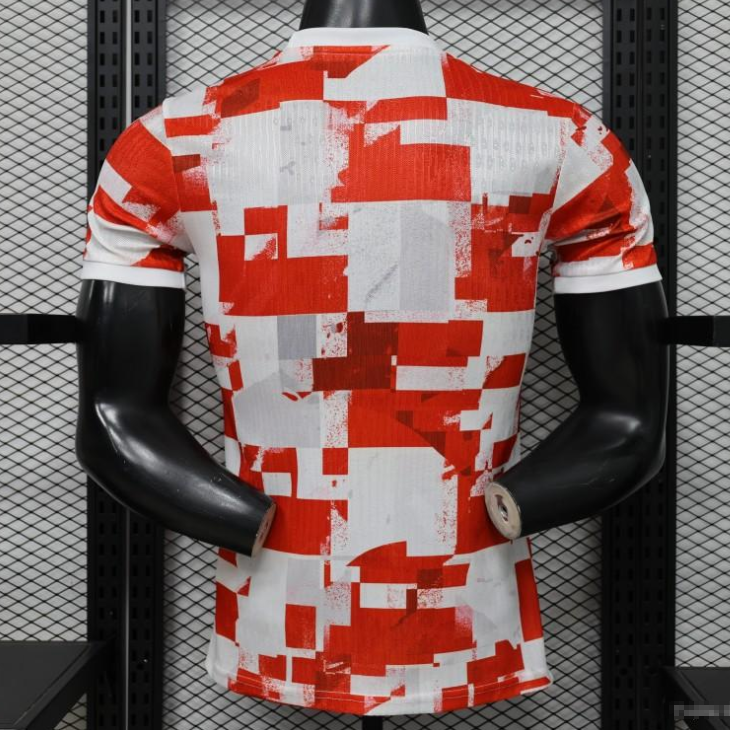 Player Version 2026 Croatia Home Red White with Checkerboard Pattern Jersey S-2XL