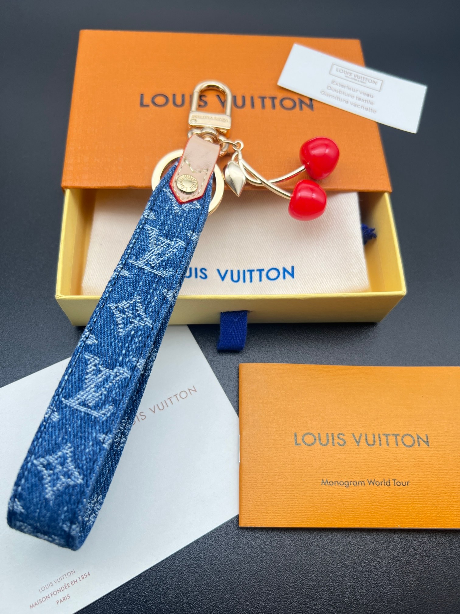 LV Cherry and denim Key chain