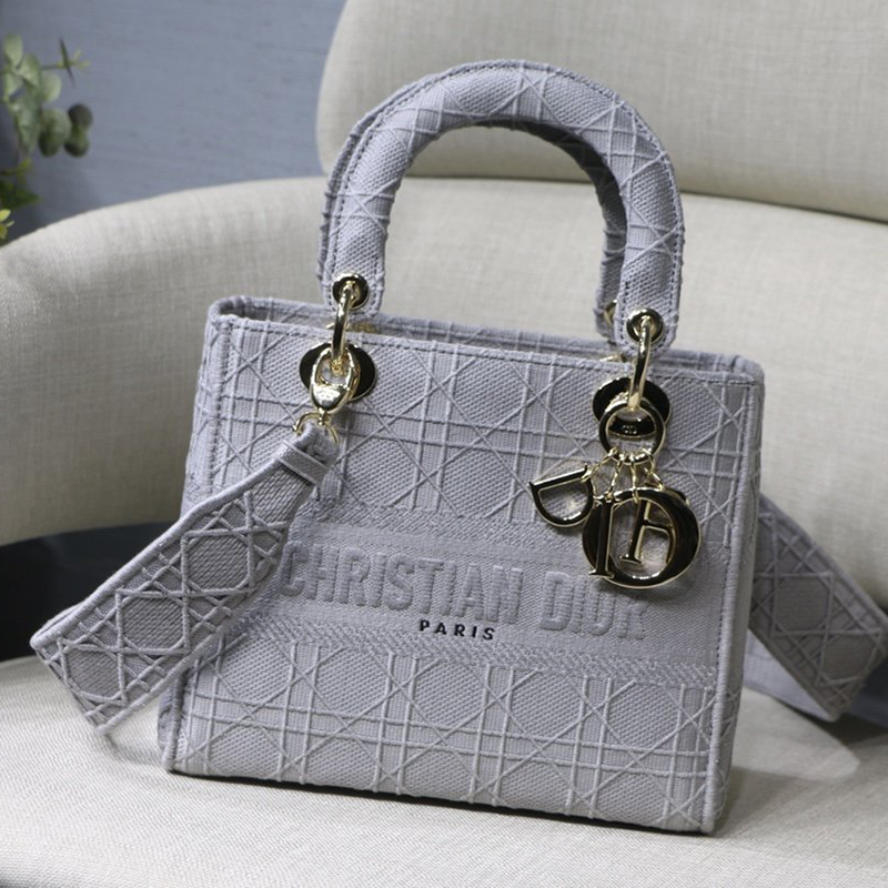 Dior The LADY D-LITE Bag Denim Blue Cannage Embroidery M0565OREY_M49E  AAA Quality