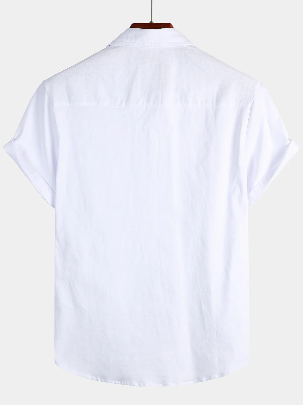 Men's Solid Color Cotton Linen Short Sleeve Shirt