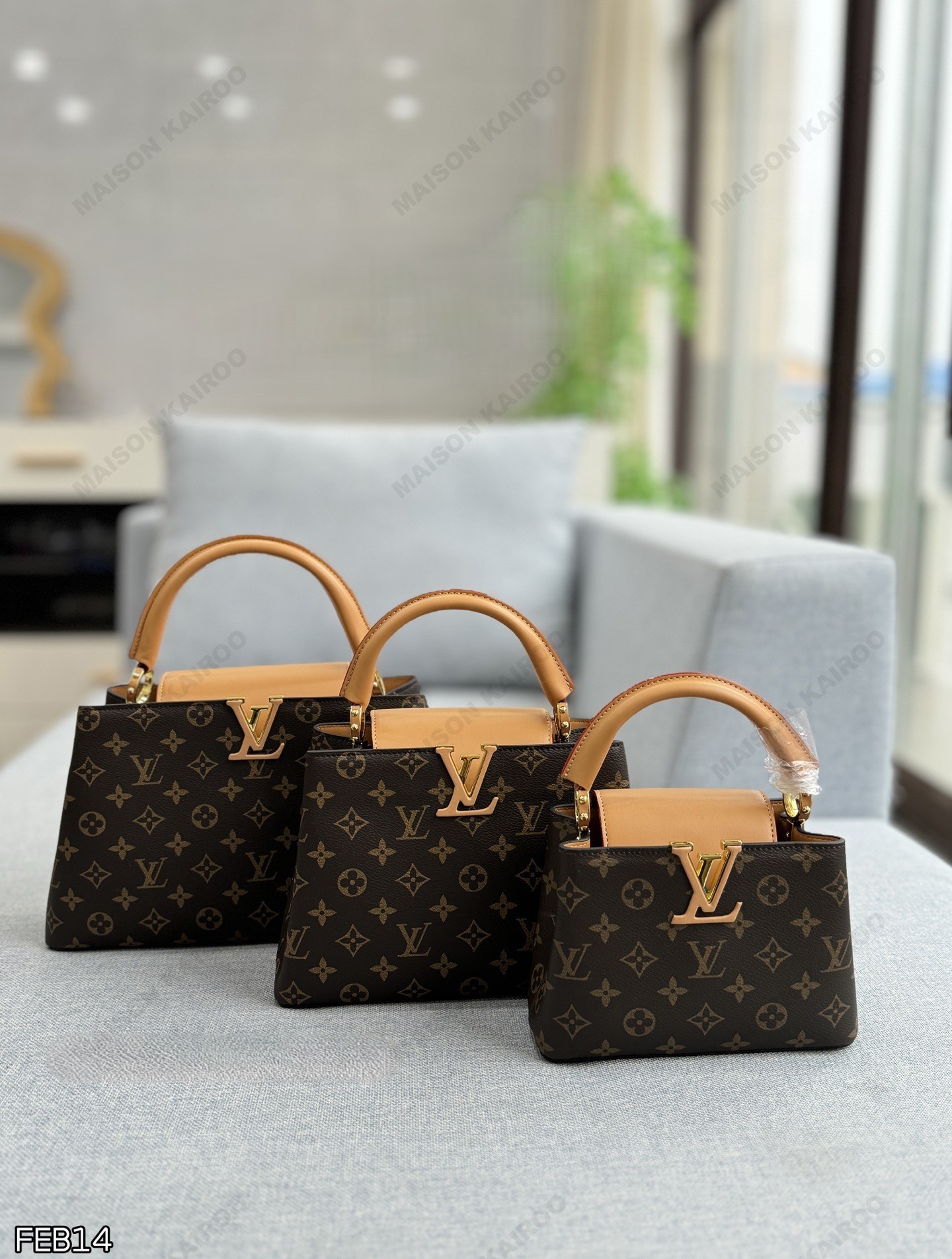 Louis Vuitton LV Capucines MM/BB/Mini Monogram Brown Canvas Leather Top Handle Bag - KAIROO