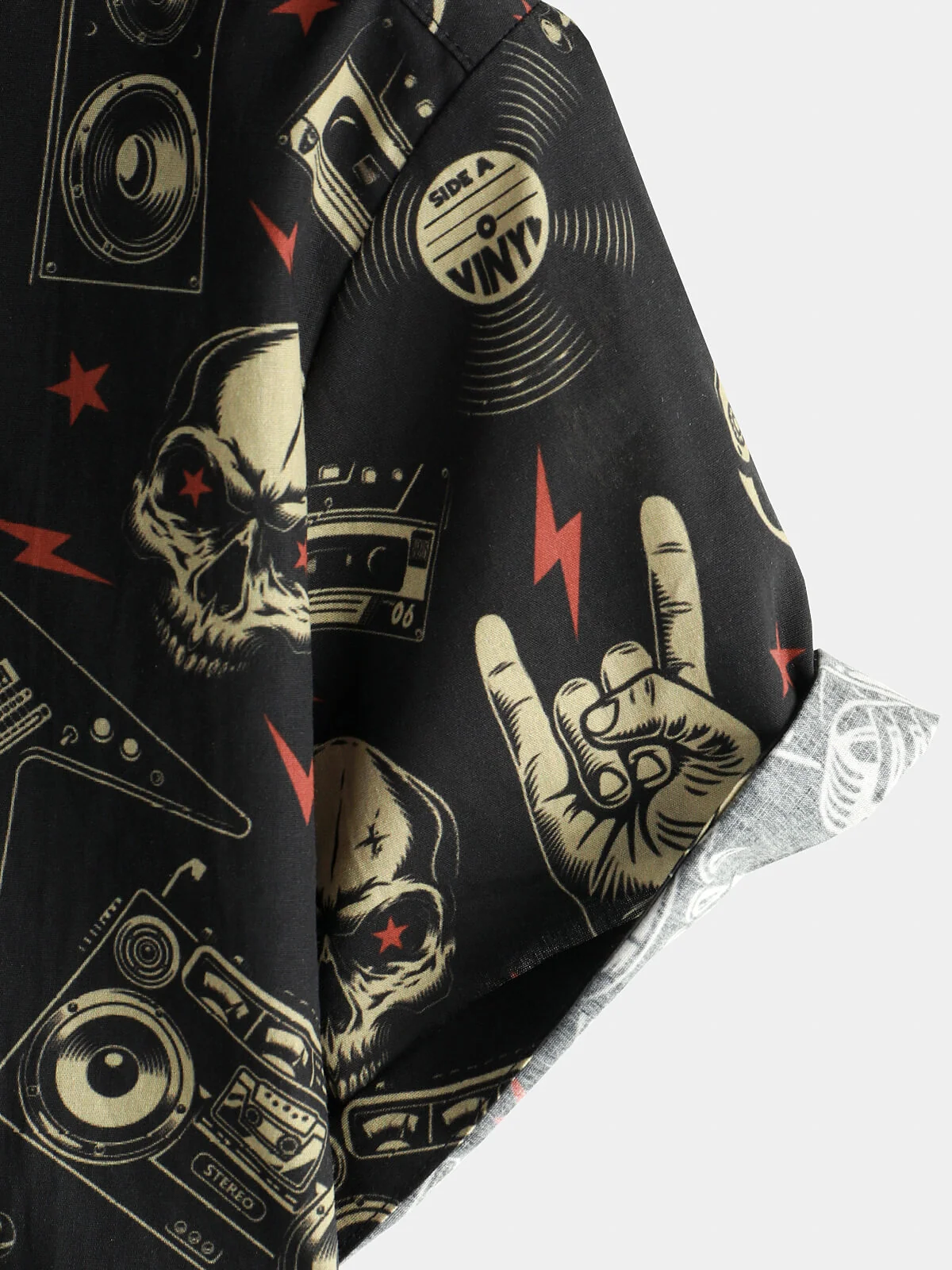 Men's Skull Music Punk Rock and Roll Hawaiian Shirt