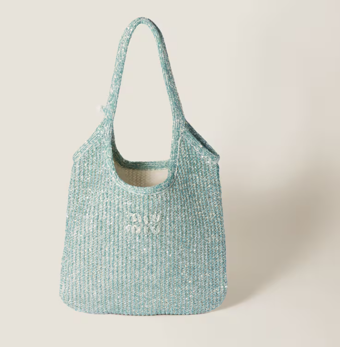 Miu Miu Fennel Pink Ivy Sequin Mesh Bag 5BG231