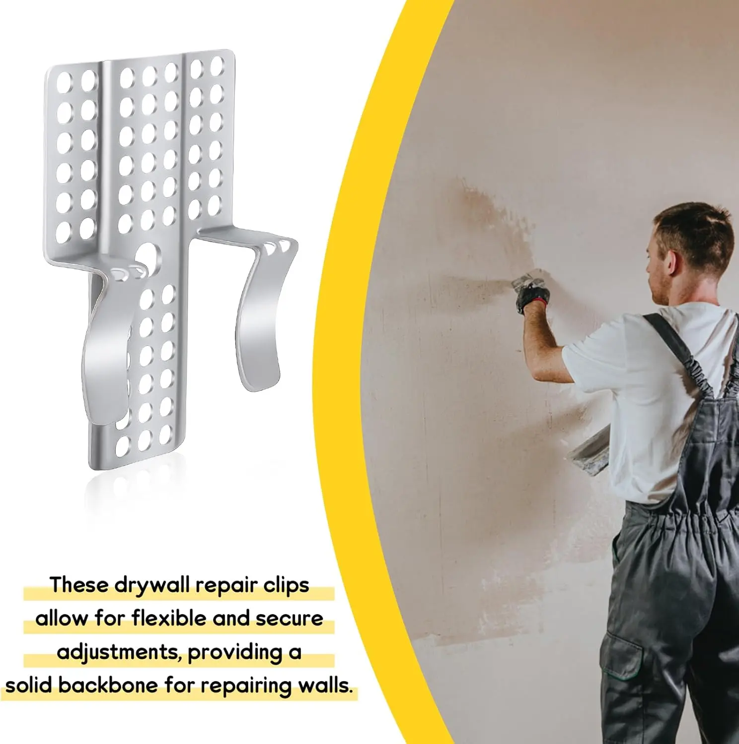Drywall Repair Clips for 1/2-Inch Walls - Heavy-Duty Metal Patching Brackets with Screws (No Wood Backing Needed)